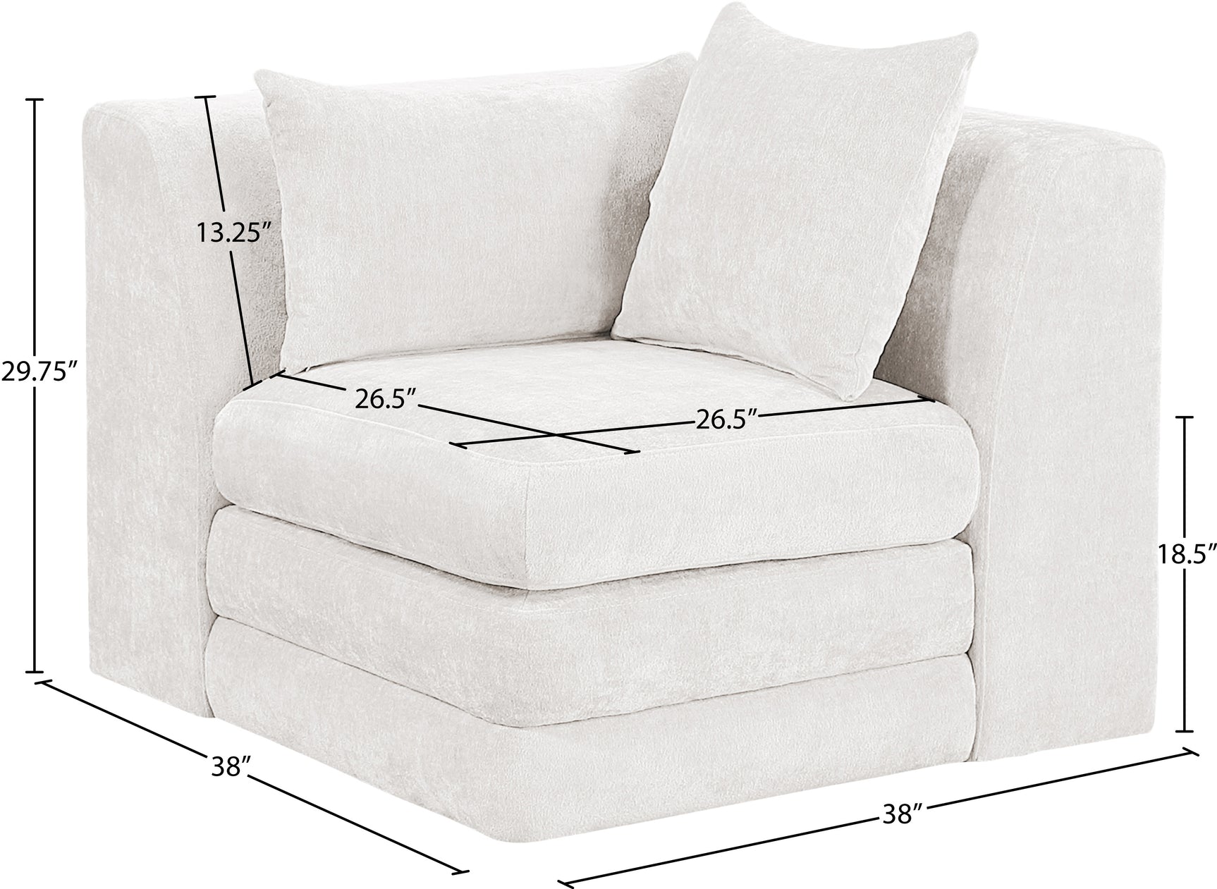 Newport Cream Fabric Upholstered Modular Corner Chair - Ornate Home