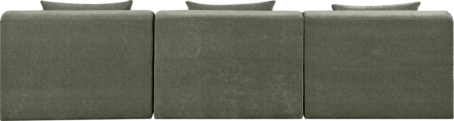 Newport Green 114" Chenille Fabric Upholstered 3-Piece Armless Modular Sofa - Ornate Home