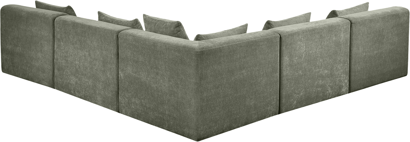 Newport Green 114" Chenille Fabric Upholstered 5-Piece Armless Modular Sectional - Ornate Home