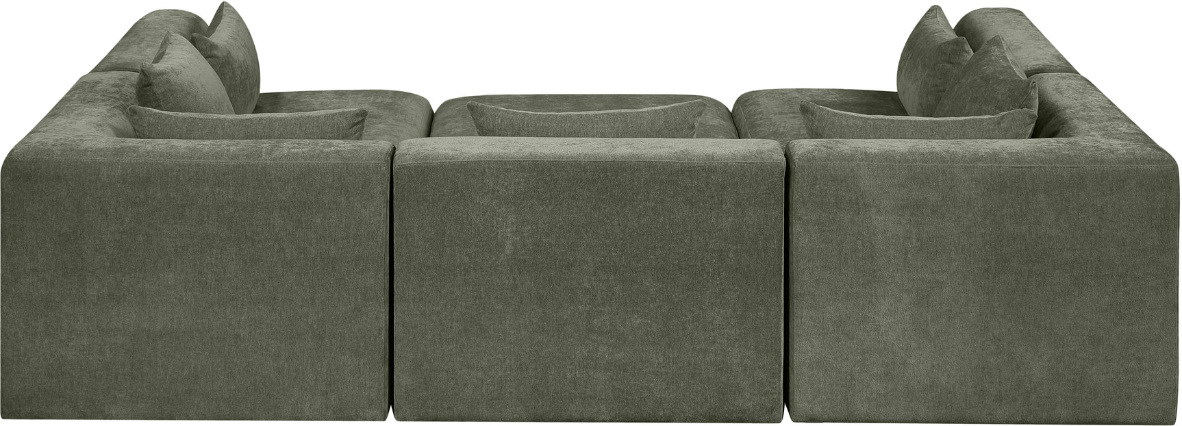Newport Green 114" Chenille Fabric Upholstered 6-Piece Modular Sectional - Ornate Home