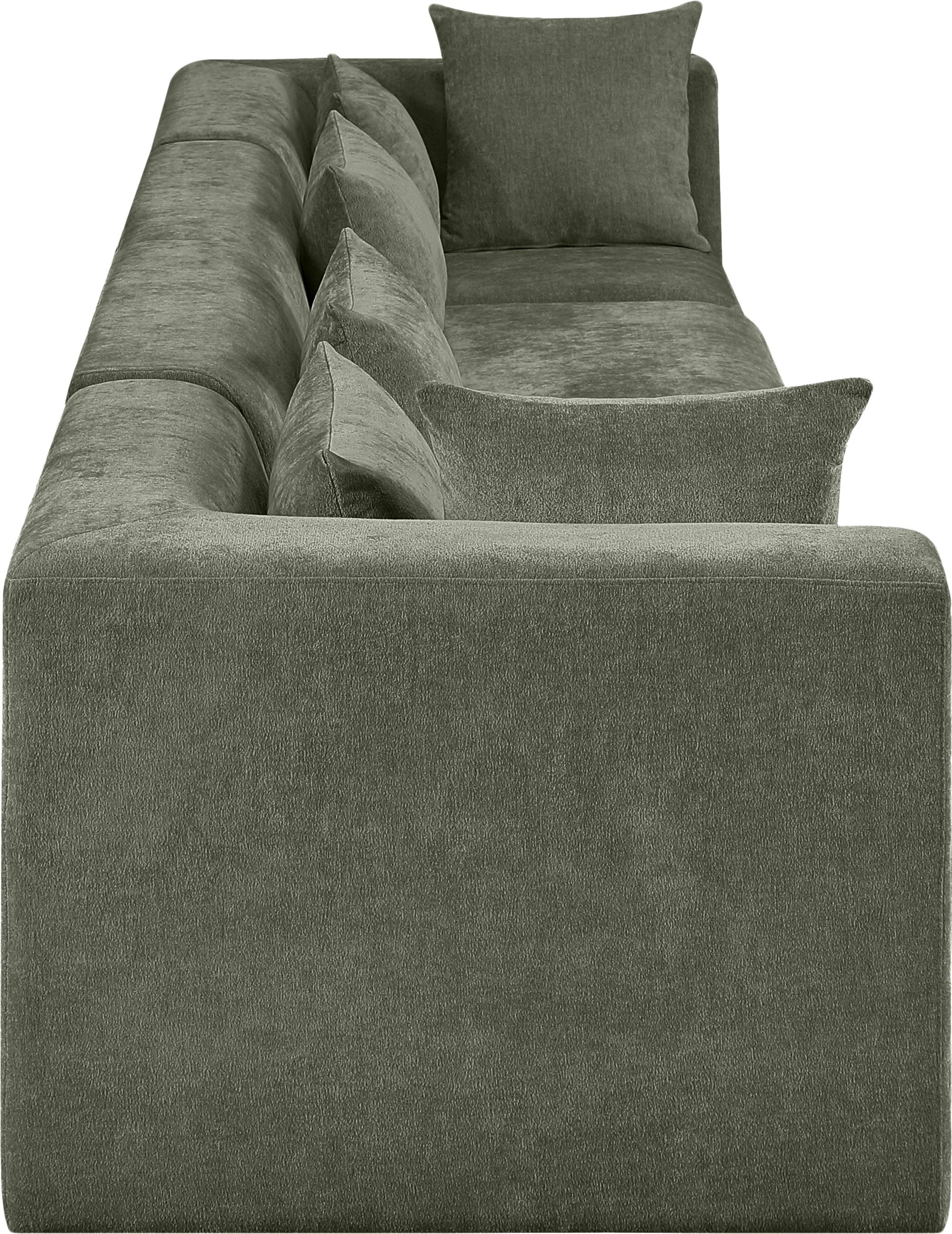 Newport Green 152" Chenille Fabric Upholstered 4-Piece Modular Sofa - Ornate Home