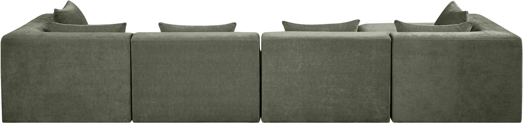 Newport Green 152" Chenille Fabric Upholstered 5-Piece Modular Sectional - Ornate Home