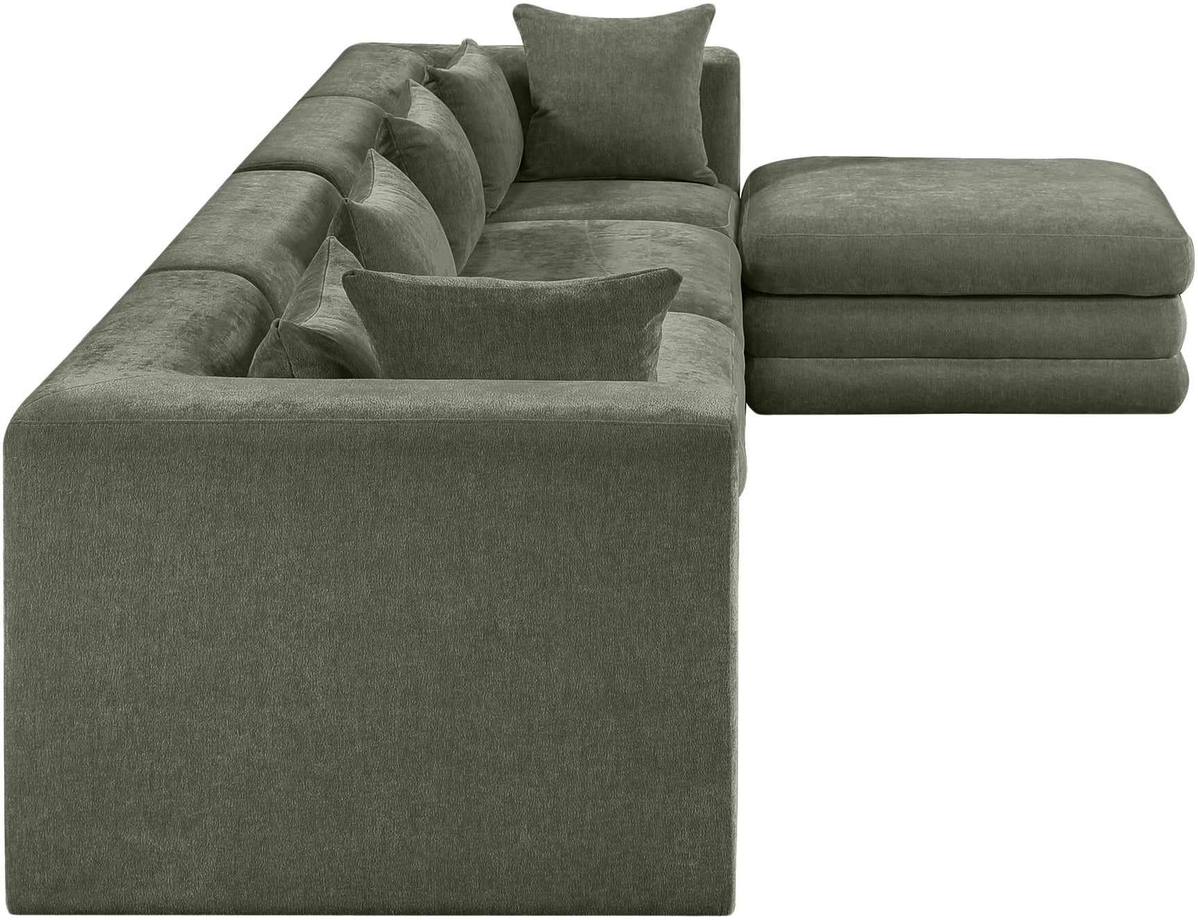 Newport Green 152" Chenille Fabric Upholstered 5-Piece Modular Sectional - Ornate Home