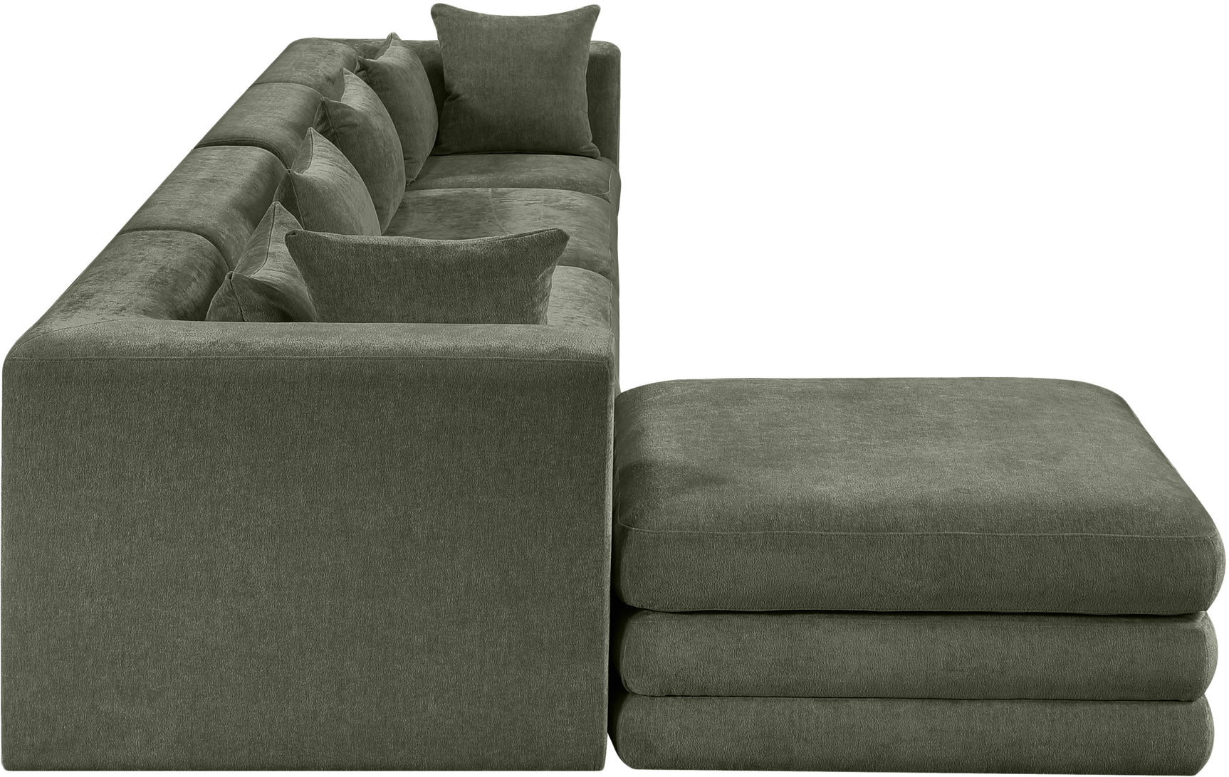 Newport Green 152" Chenille Fabric Upholstered 5-Piece Modular Sectional - Ornate Home