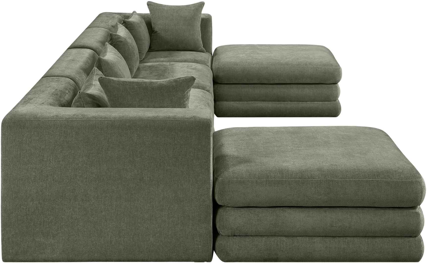 Newport Green 152" Chenille Fabric Upholstered 6-Piece Modular Sectional - Ornate Home