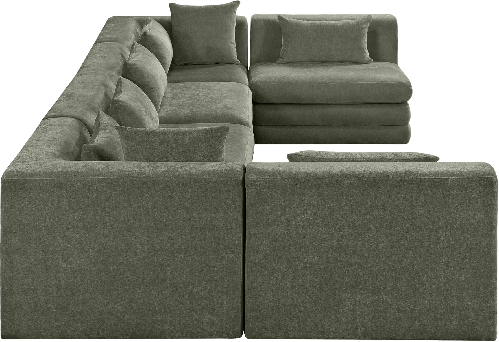 Newport Green 152" Chenille Fabric Upholstered 6-Piece Modular Sectional - Ornate Home