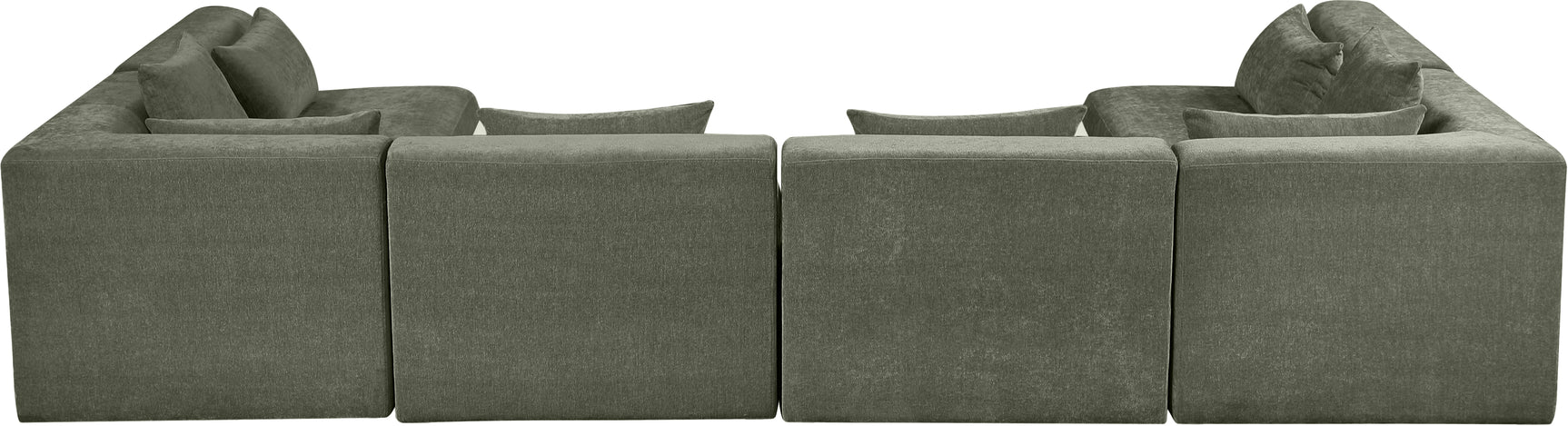 Newport Green 152" Chenille Fabric Upholstered 6-Piece U Shaped Modular Sectional - Ornate Home