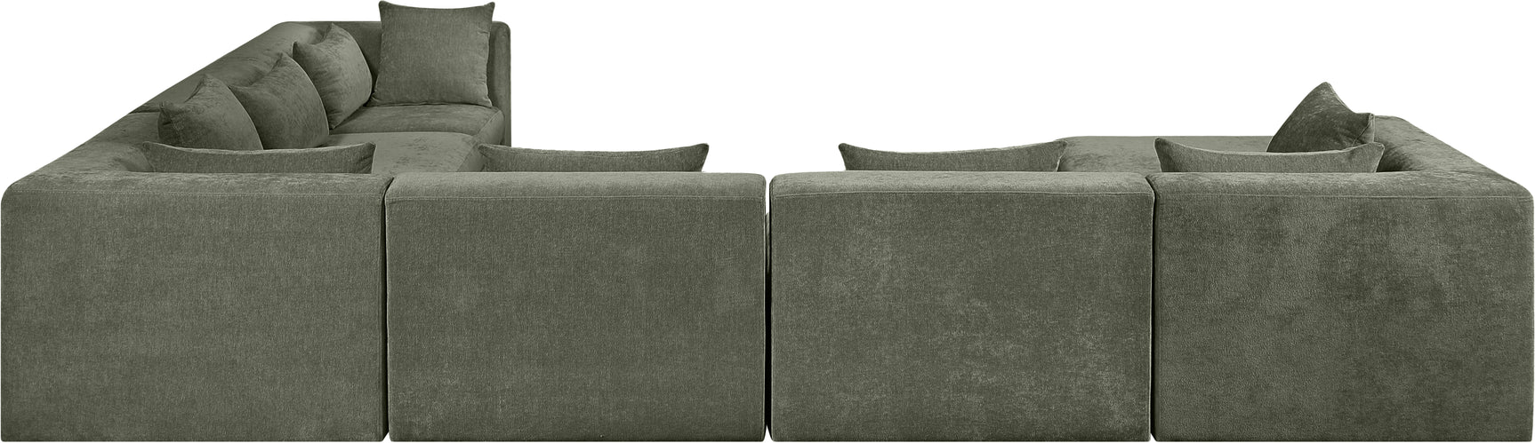 Newport Green 152" Chenille Fabric Upholstered 7-Piece Modular Sectional - Ornate Home