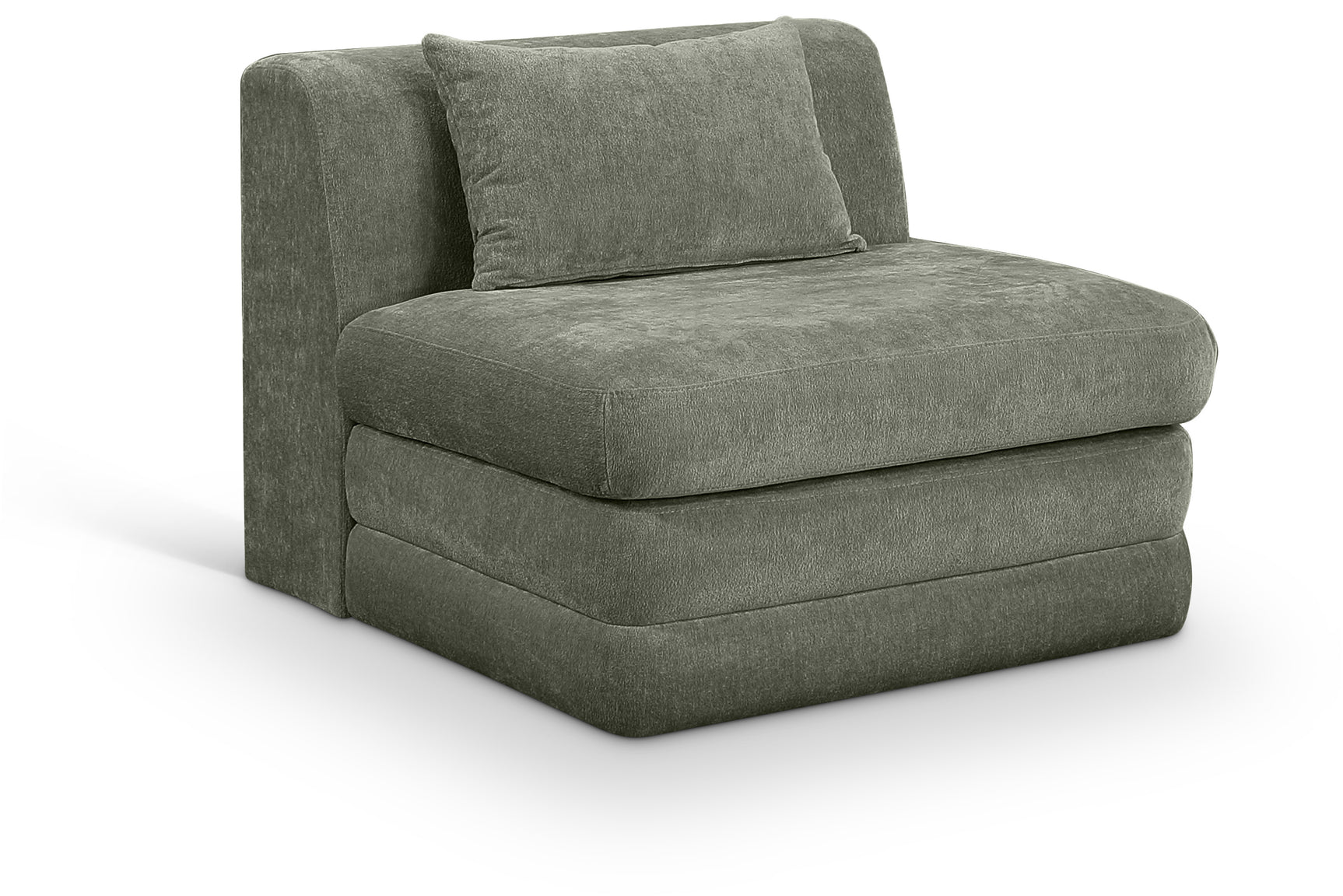 Newport Green Fabric Upholstered Modular Armless Chair - Ornate Home