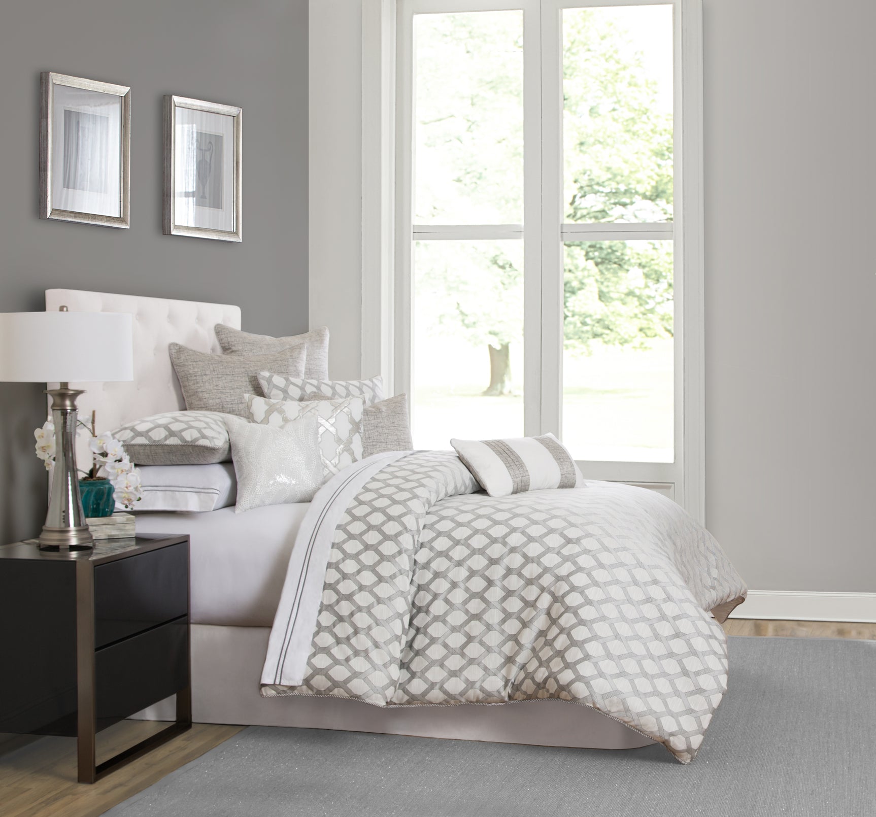 Newport Platinum Comforter Set - Ornate Home
