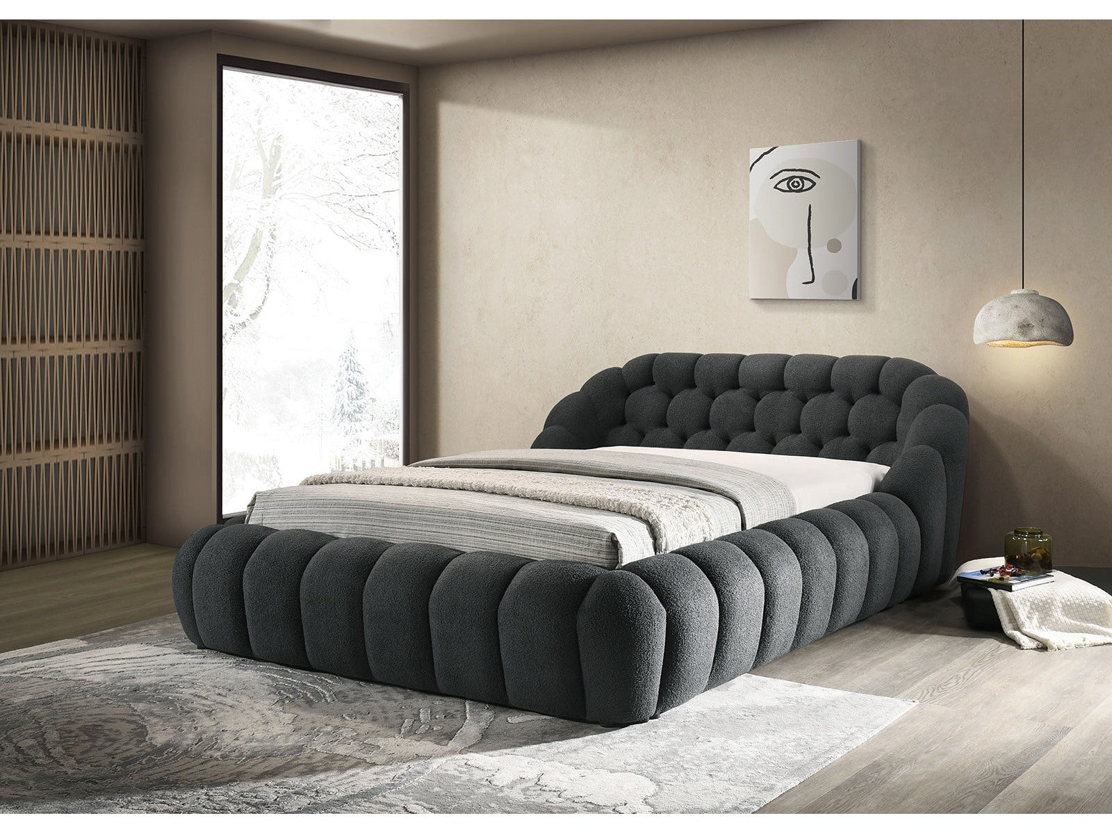 Newquay Charcoal Queen Bed - Ornate Home