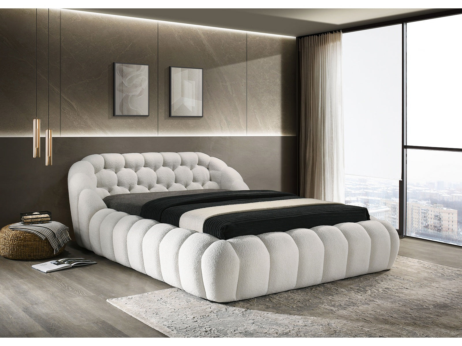 Newquay White Eastern King Bed - Ornate Home