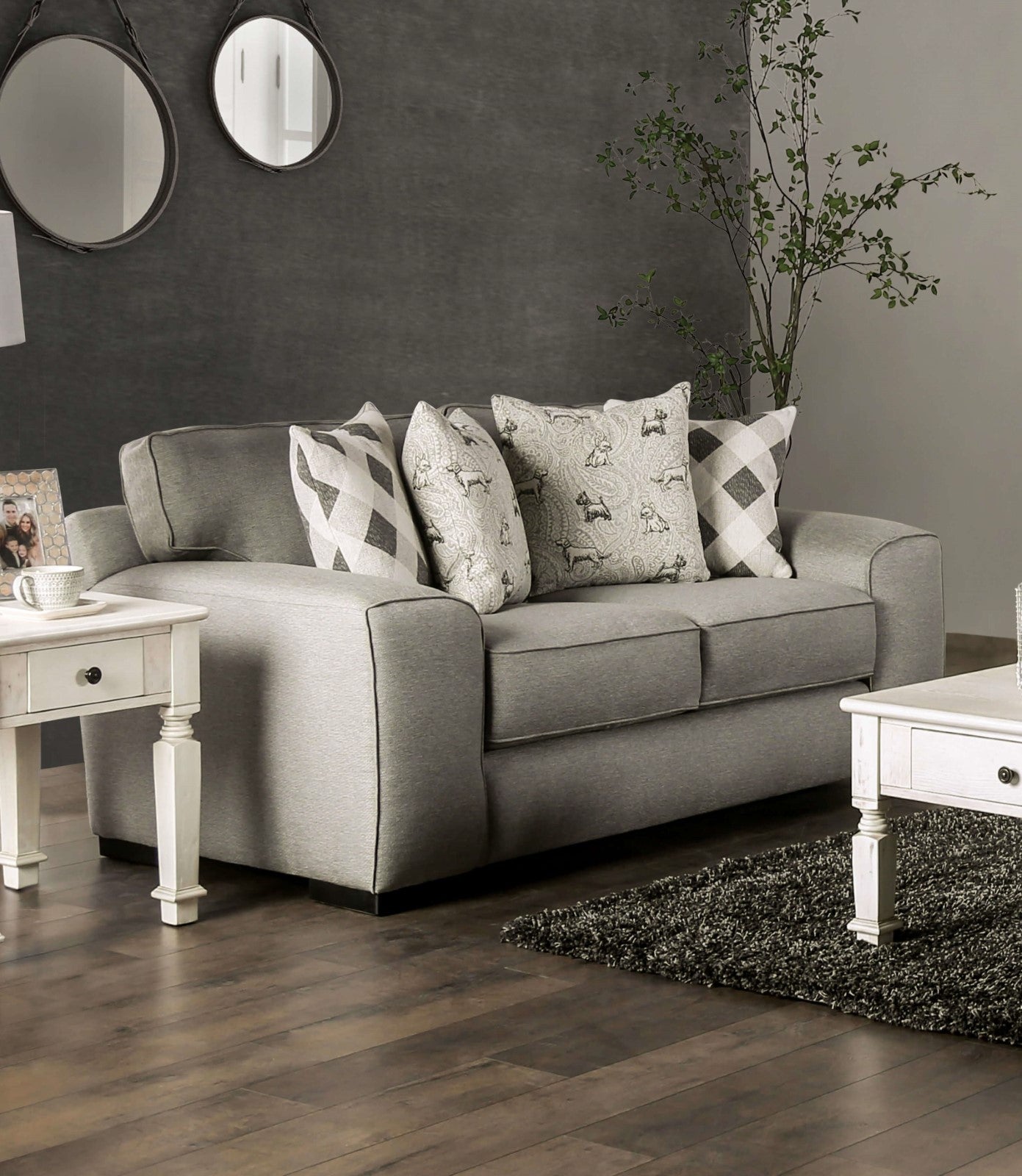 Newry Gray Sofa & Loveseat - Ornate Home