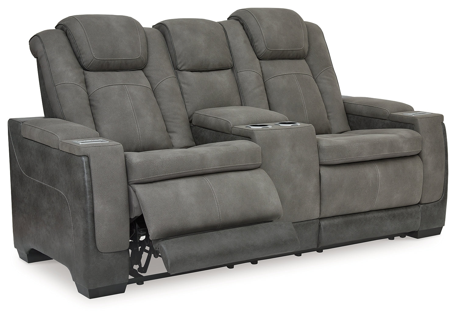 Next-Gen DuraPella Dual-Tone Slate Power Reclining Loveseat w/ Console (Online Special Price) - Ornate Home