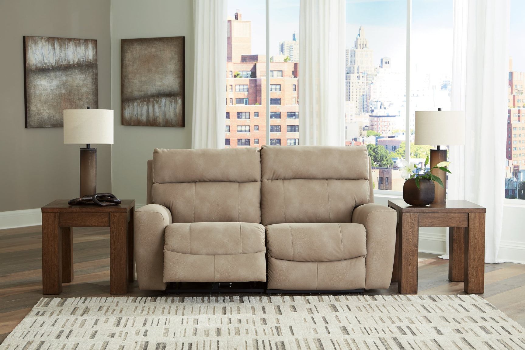 Next-Gen DuraPella Sand 2-Piece Power Reclining Sectional Loveseat (Online Special Price) - Ornate Home