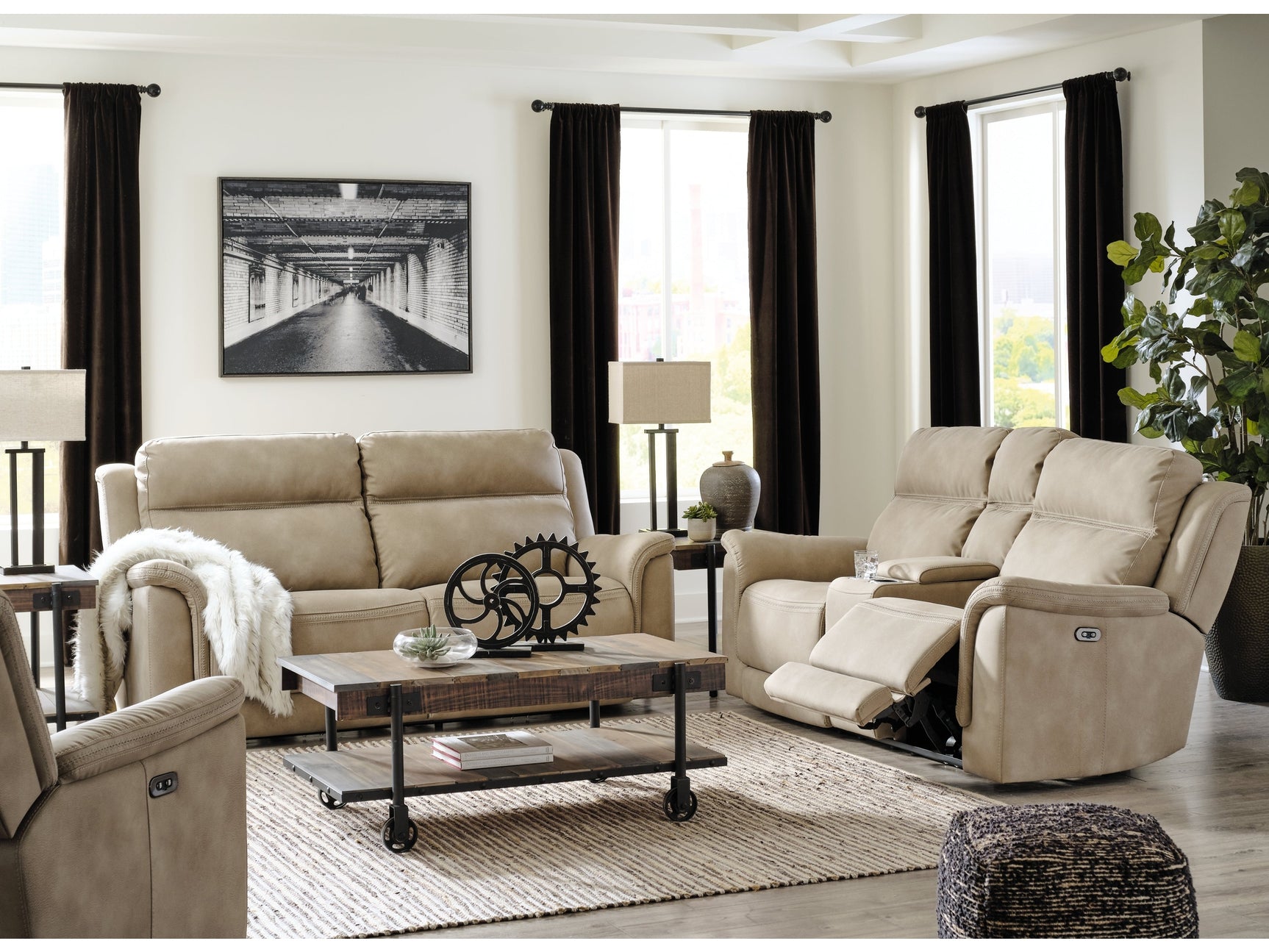 Next-Gen DuraPella Sand Power Reclining Sofa, Loveseat and Recliner (Online Special Price) - Ornate Home