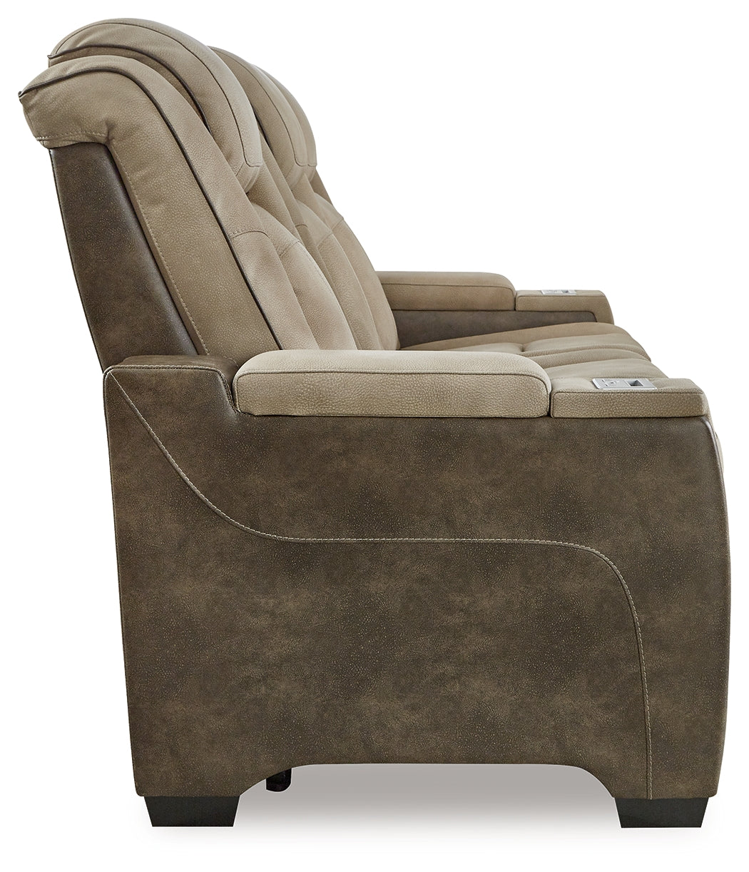 Next-Gen DuraPella Sand Power Reclining Sofa w/ Drop-Down Table (Online Special Price) - Ornate Home