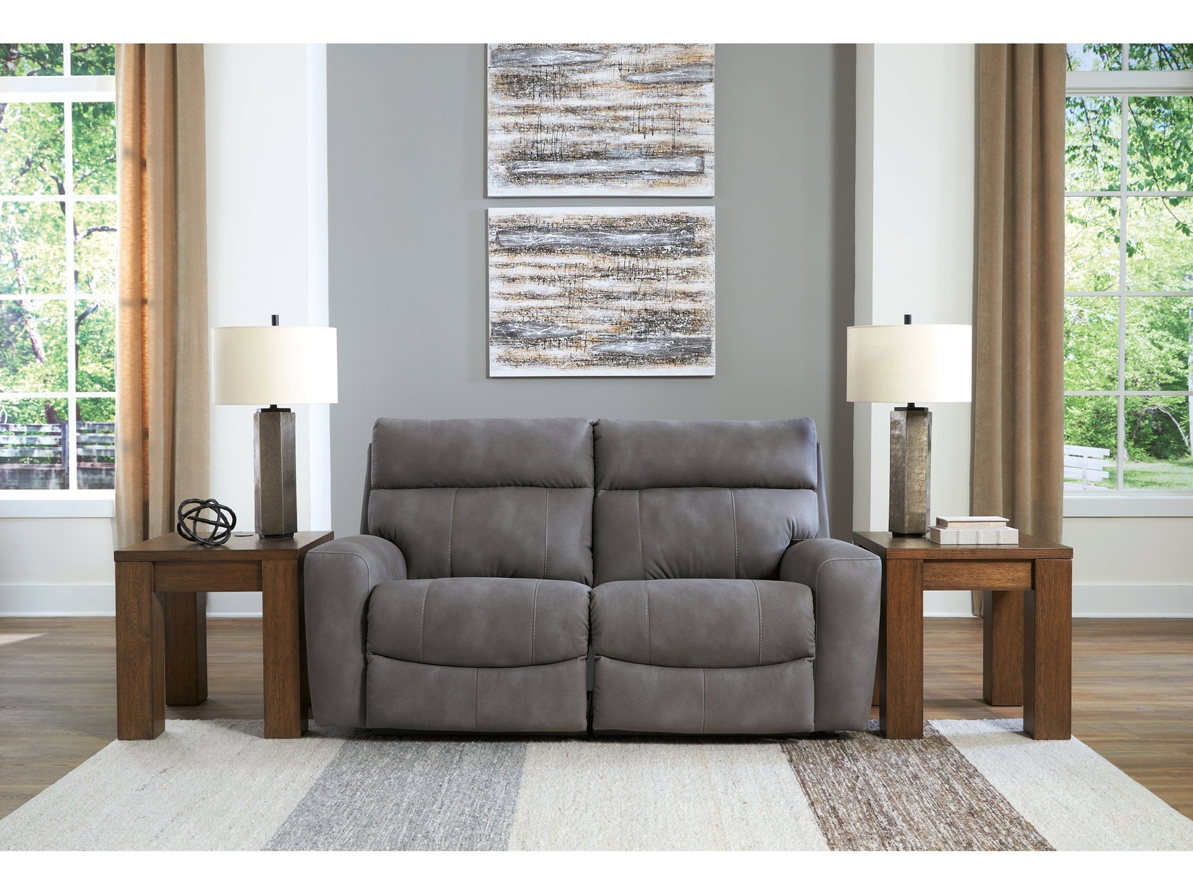 Next-Gen DuraPella Slate 2-Piece Power Reclining Sectional Loveseat - Ornate Home