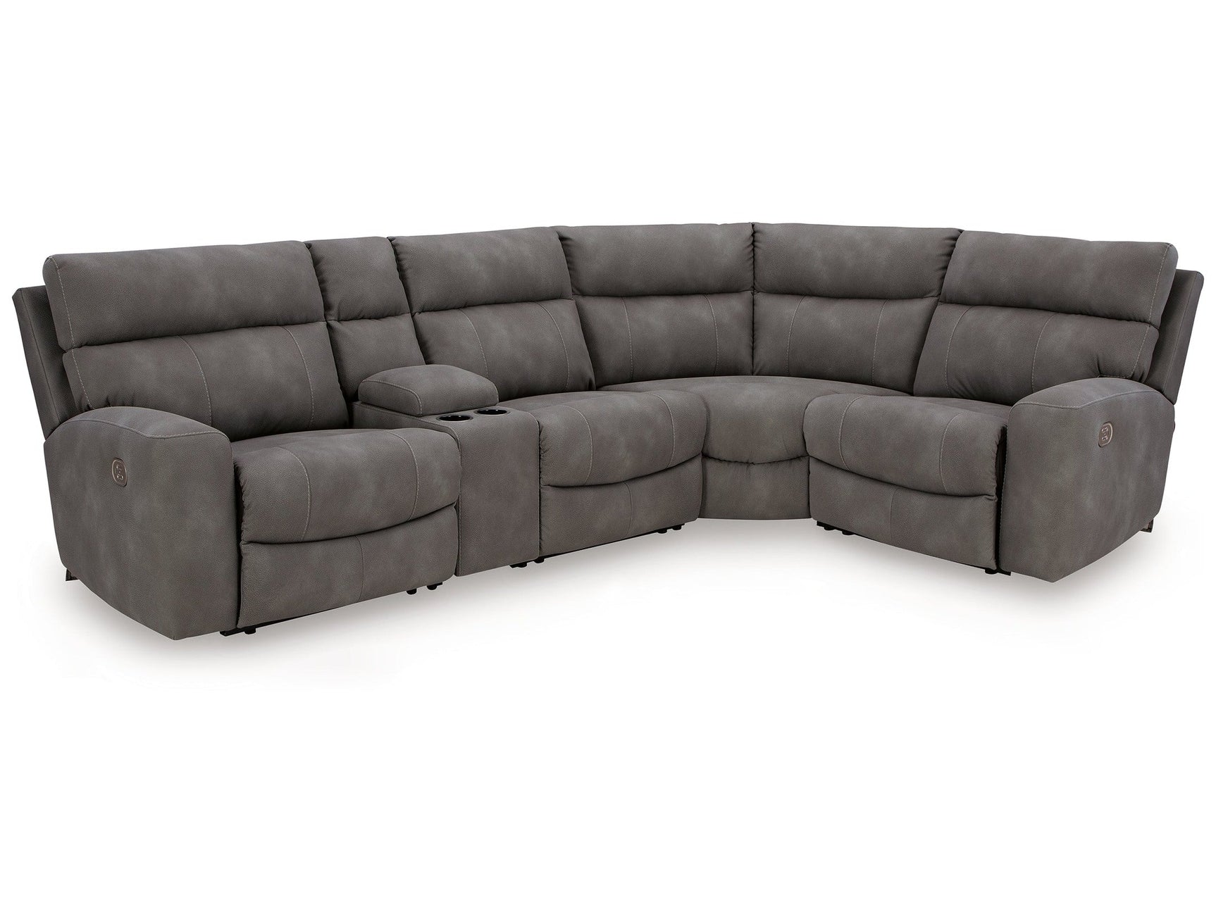 Next-Gen DuraPella Slate 5-Piece Power Reclining Sectional (console) (Online Special Price) - Ornate Home