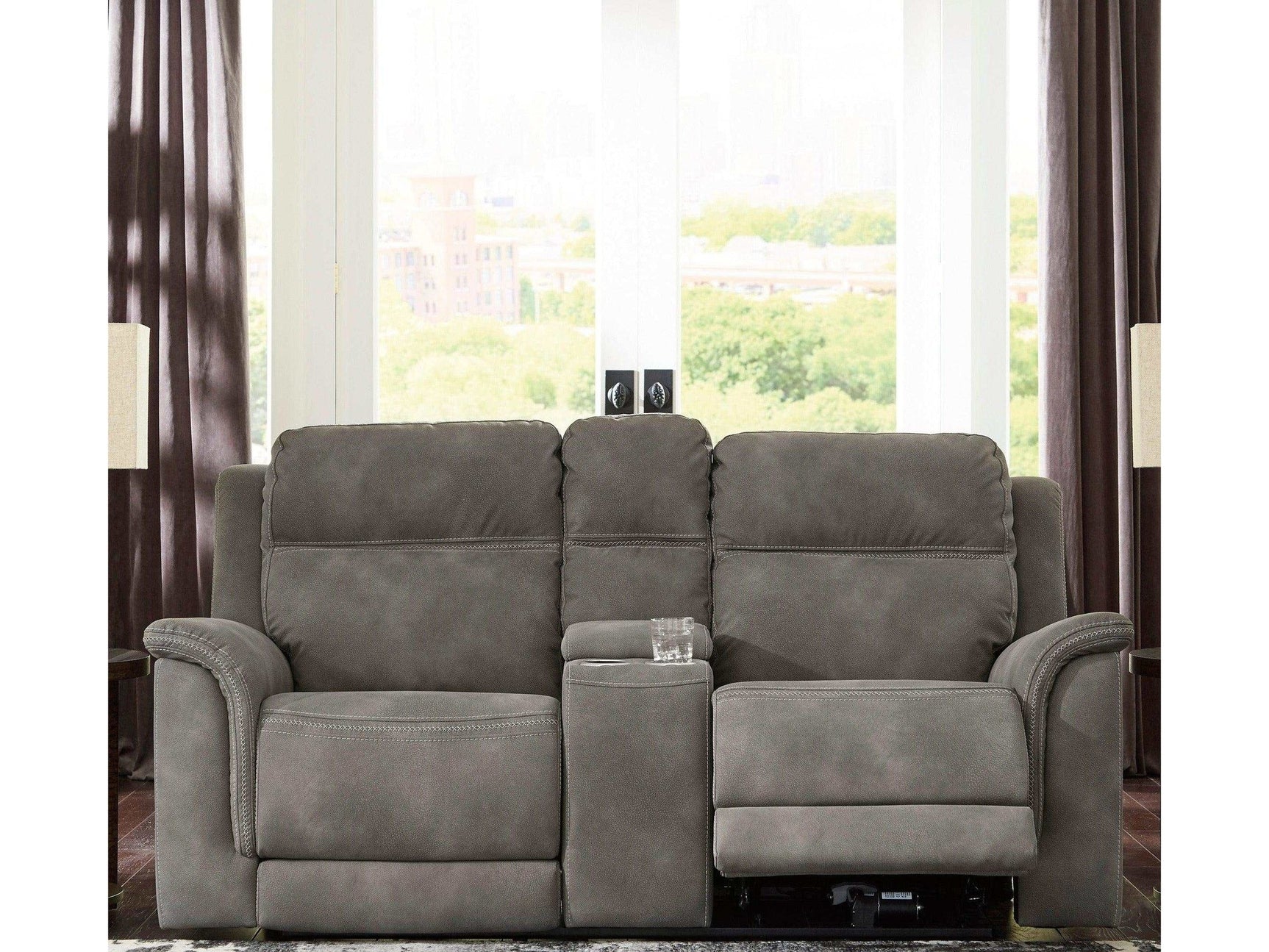 Next-Gen DuraPella Slate Power Reclining Loveseat w/ Console (Online Special Price) - Ornate Home