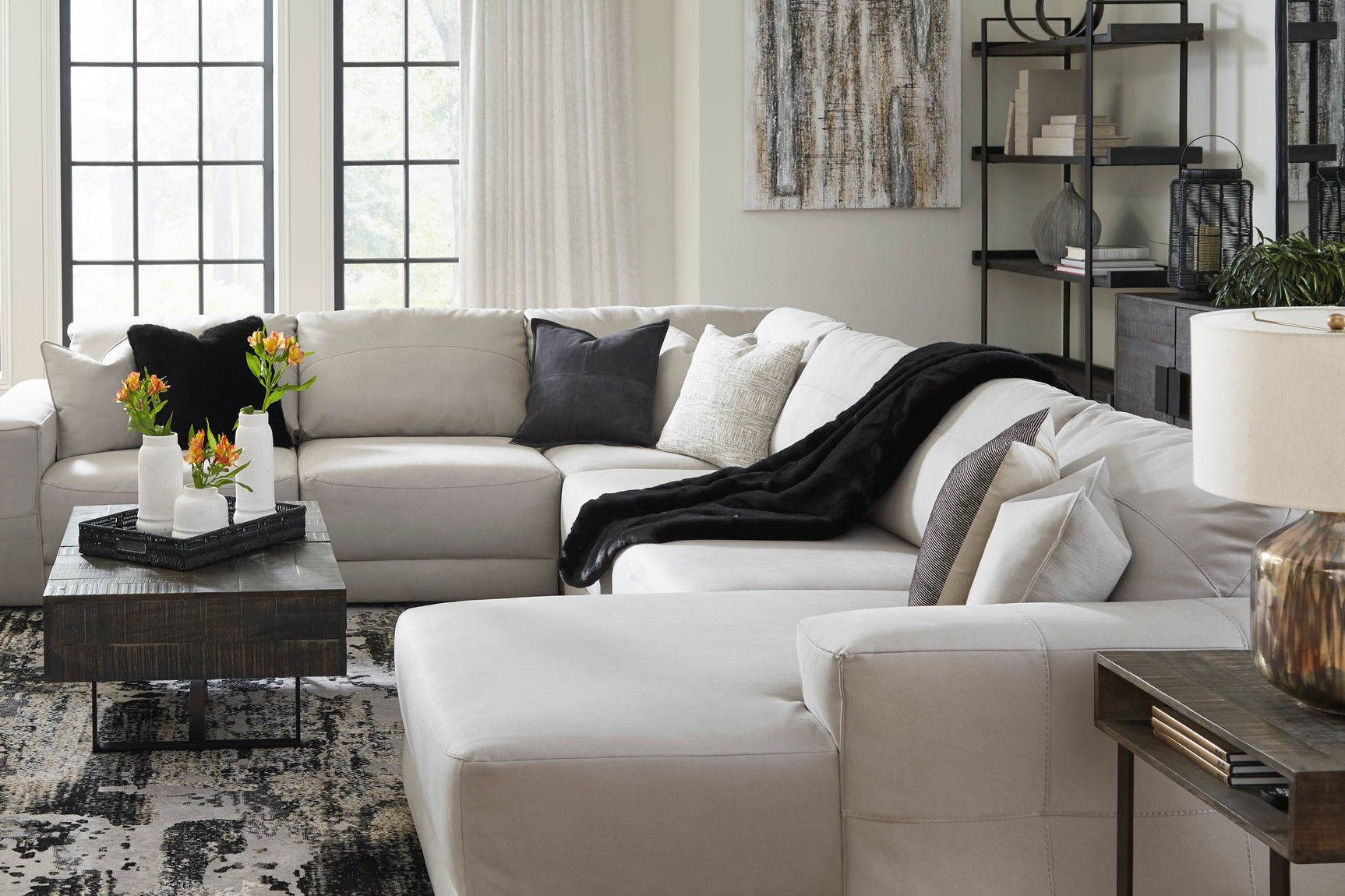 Next-Gen Gaucho Gray 6-Piece RAF Chaise Sectional - Ornate Home