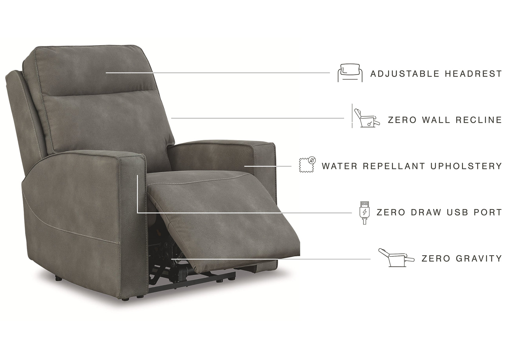 Next-Gen Slate Durapella Power Recliner - Ornate Home