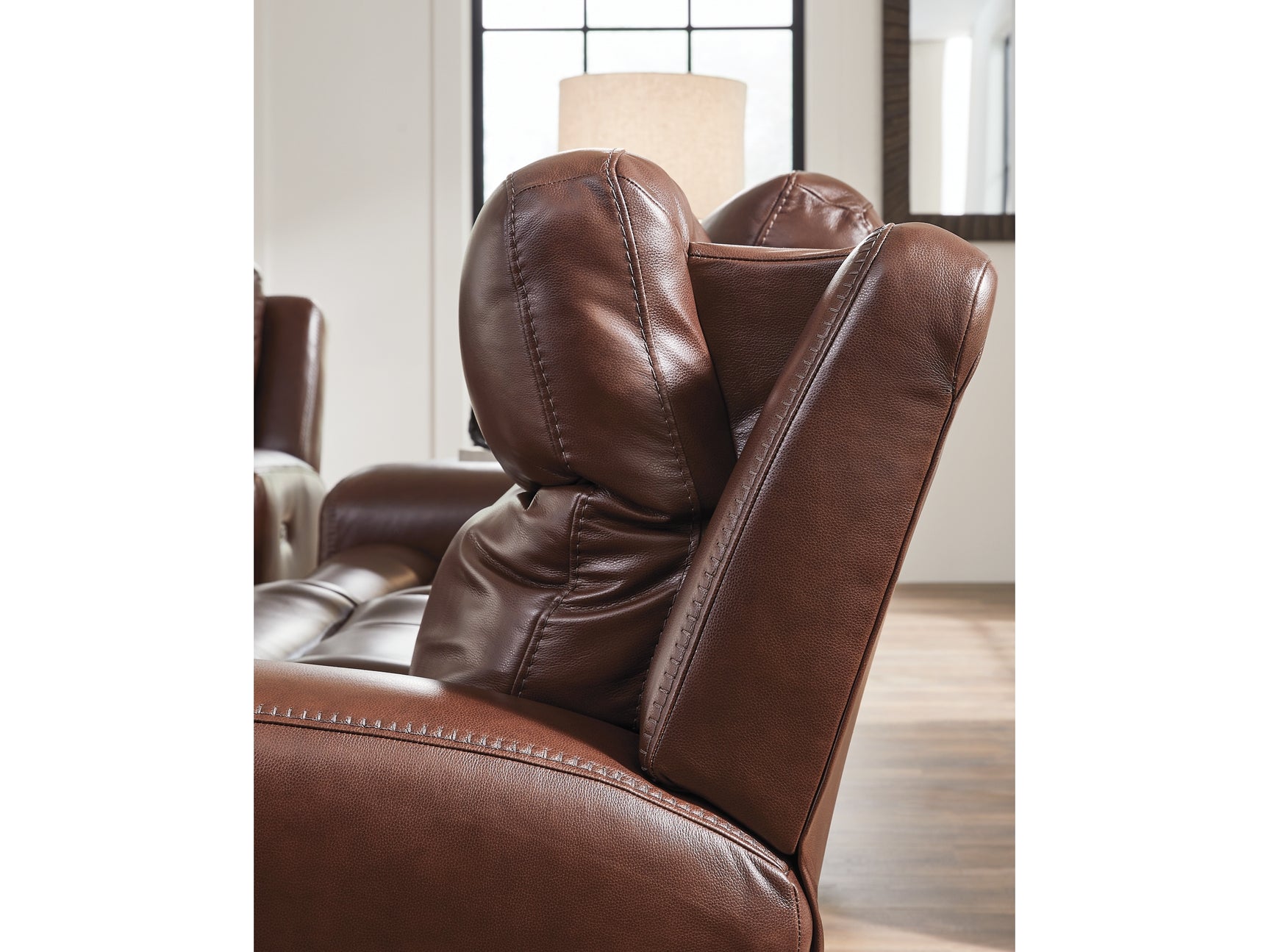 Next Move Mahogany PWR REC Sofa with ADJ Headrest - Ornate Home