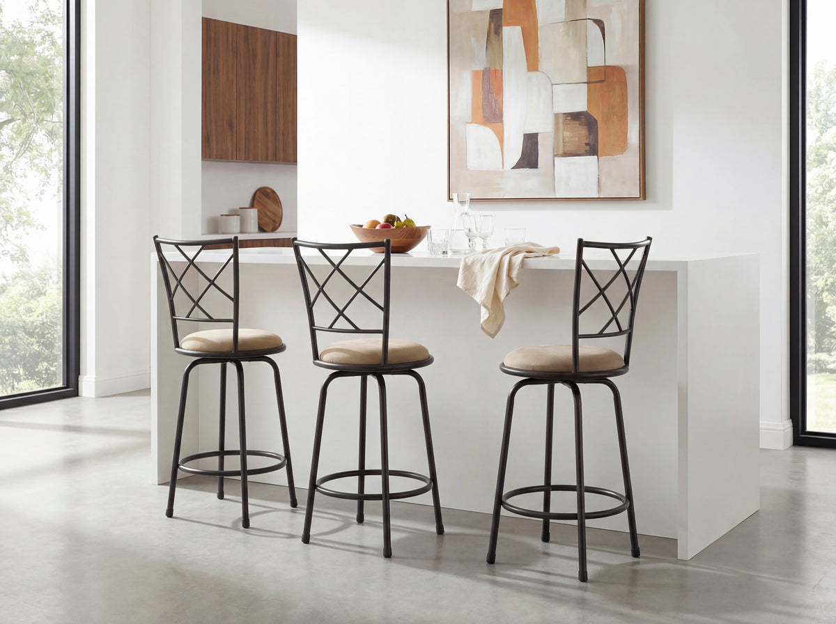 Nexus Brown 3-Piece Pack Convertible Swivel Counter/Pub Height Chair - Ornate Home