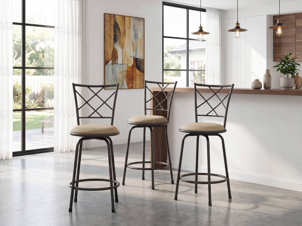 Nexus Brown 3-Piece Pack Convertible Swivel Counter/Pub Height Chair - Ornate Home