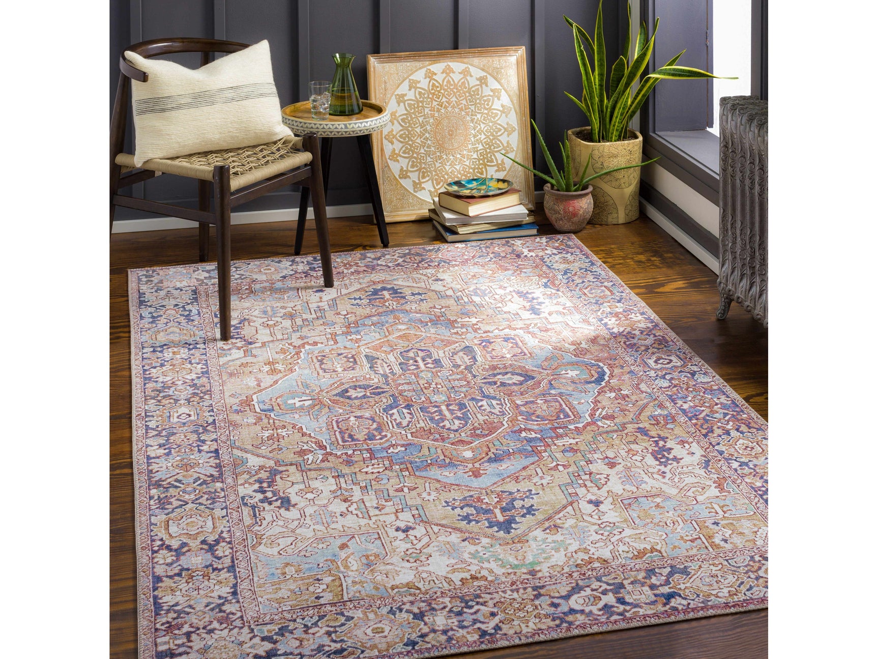 Neyland Iris Olive & Brown Area Rug 2360 - Ornate Home