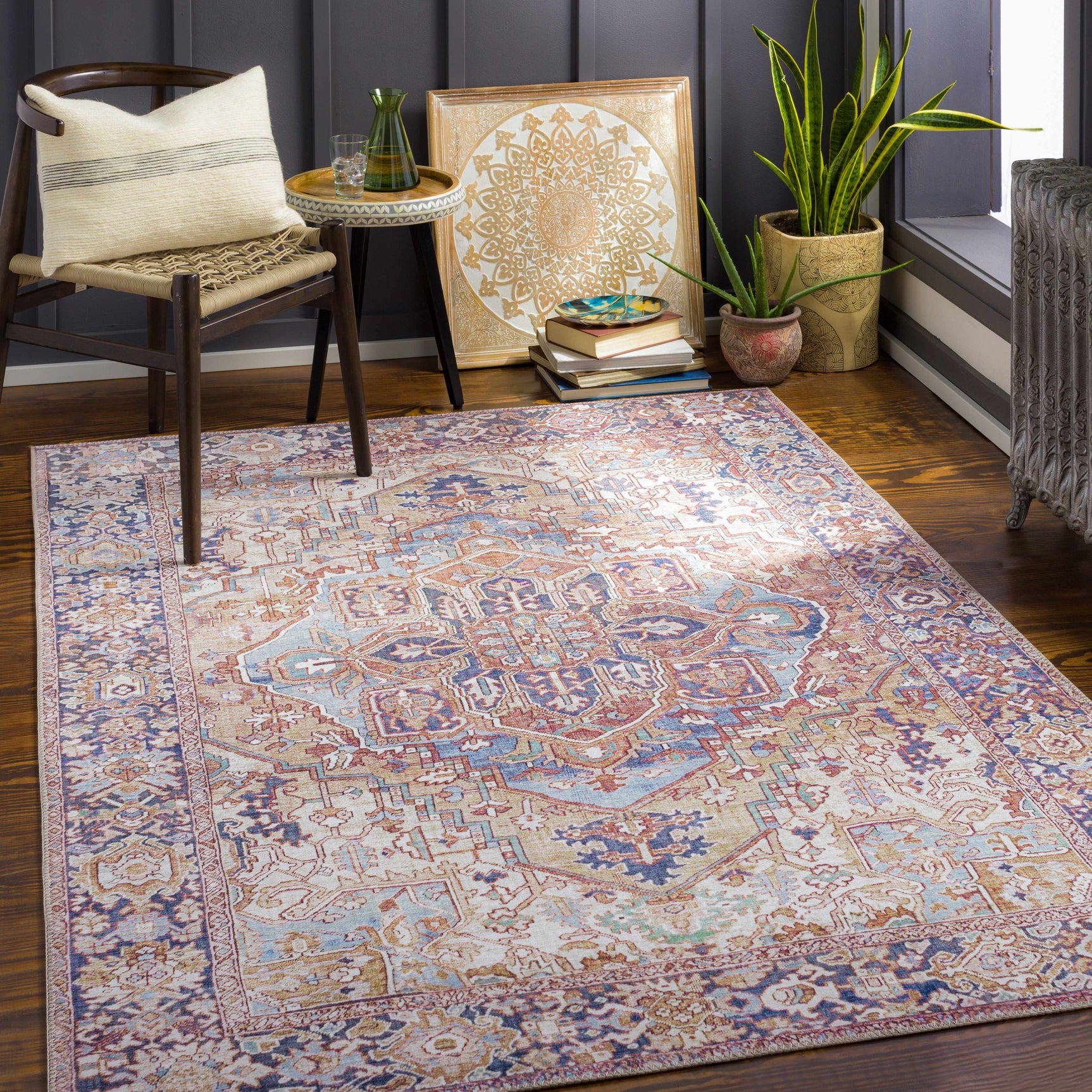 Neyland Iris Olive & Brown Area Rug 2360 - Ornate Home