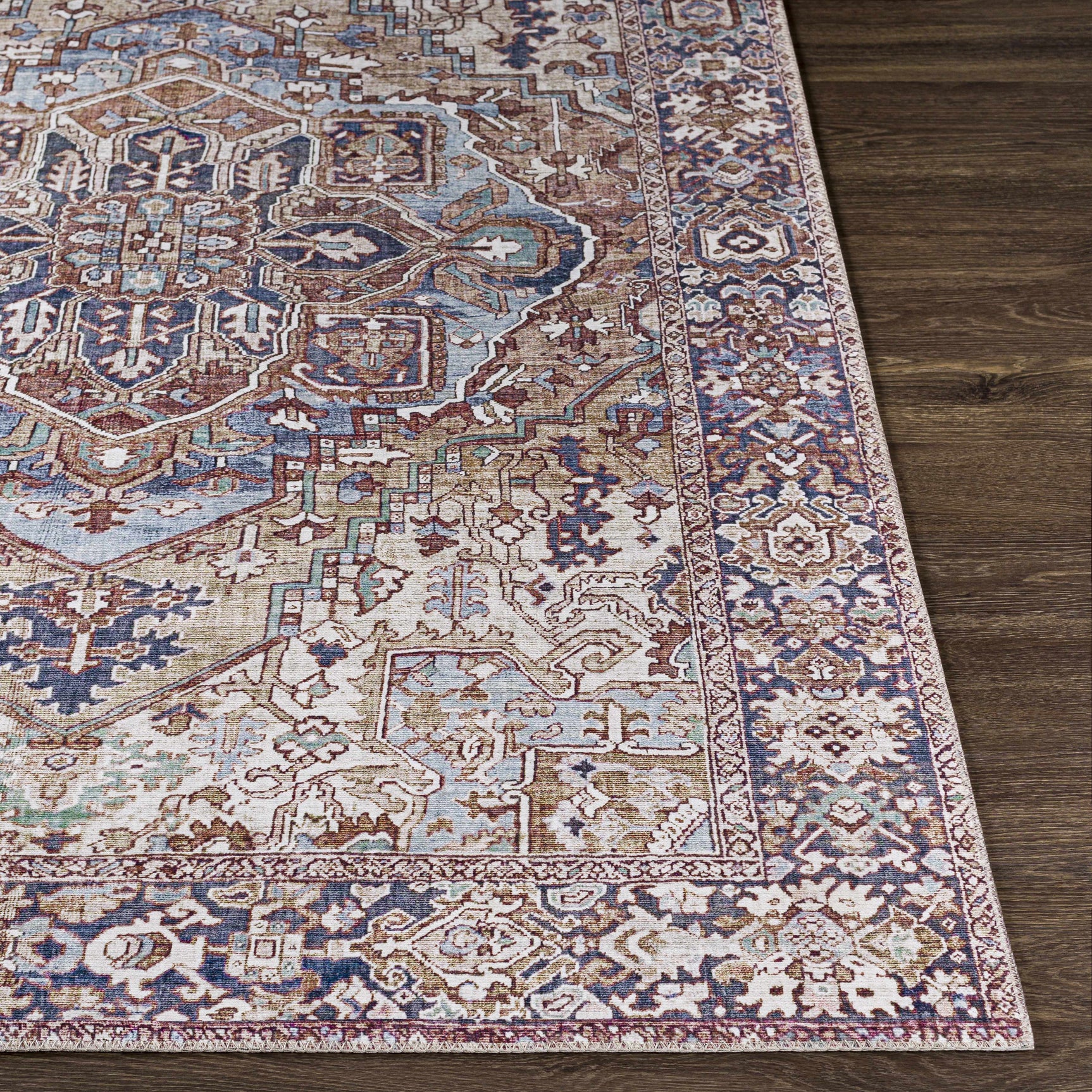 Neyland Iris Olive & Brown Area Rug 2360 - Ornate Home