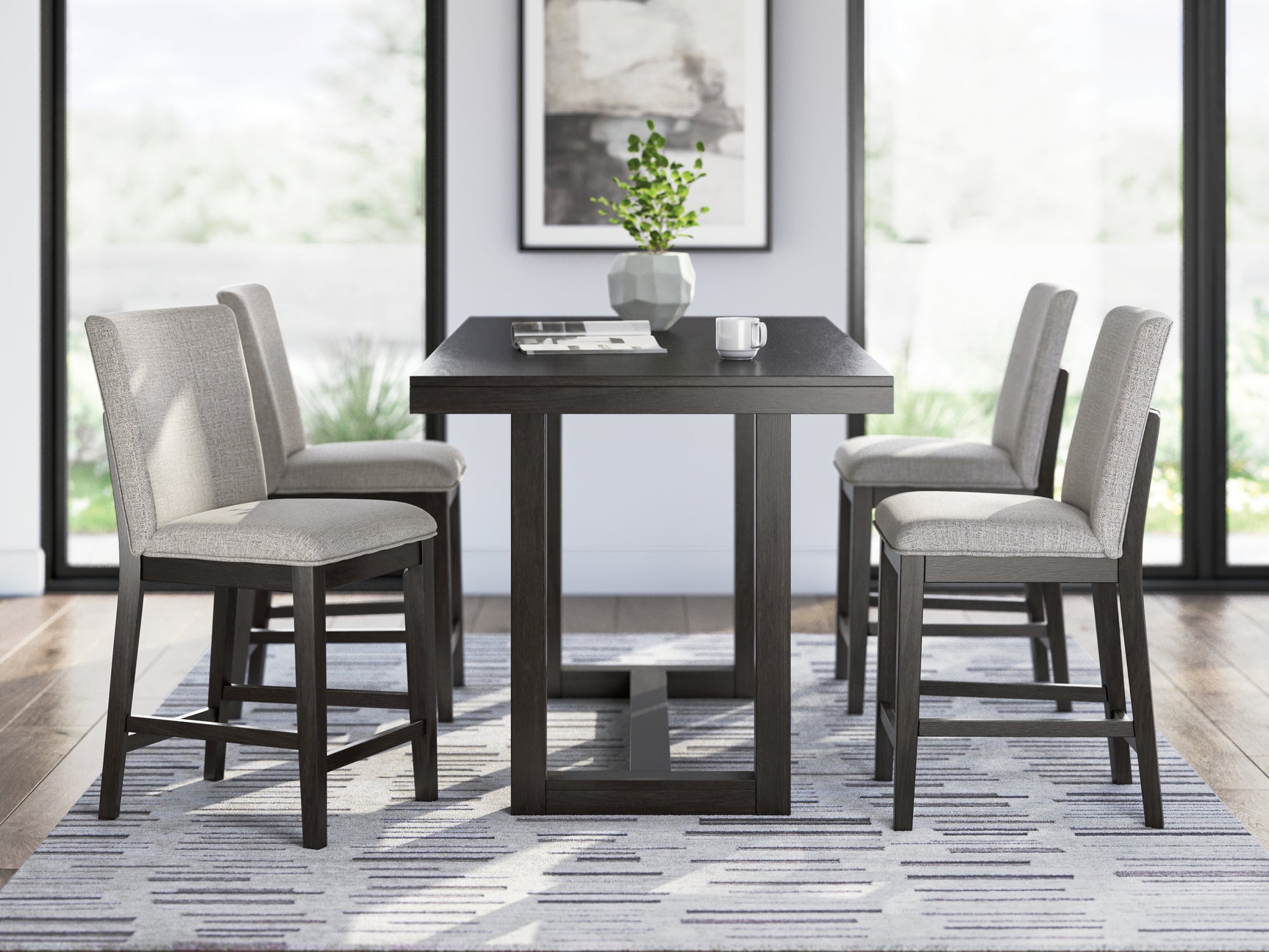 Neymorton Dark Grayish Brown Counter Height Dining Table and 4 Barstools (Online Special Price) - Ornate Home