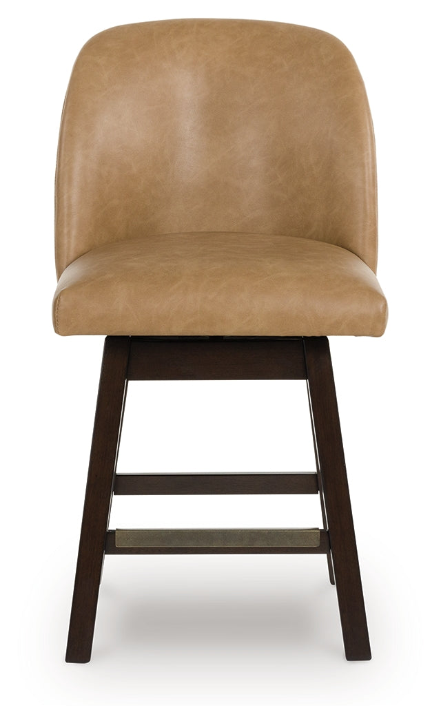 Neymorton Dark Grayish Brown Faux leather Upholstered Swivel Barstool (Set of 2) (Online Special Price) - Ornate Home