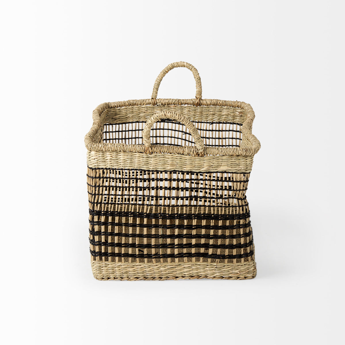 Nia Light Brown Seagrass Rectangular Basket with Handles (Set of 2) - Ornate Home