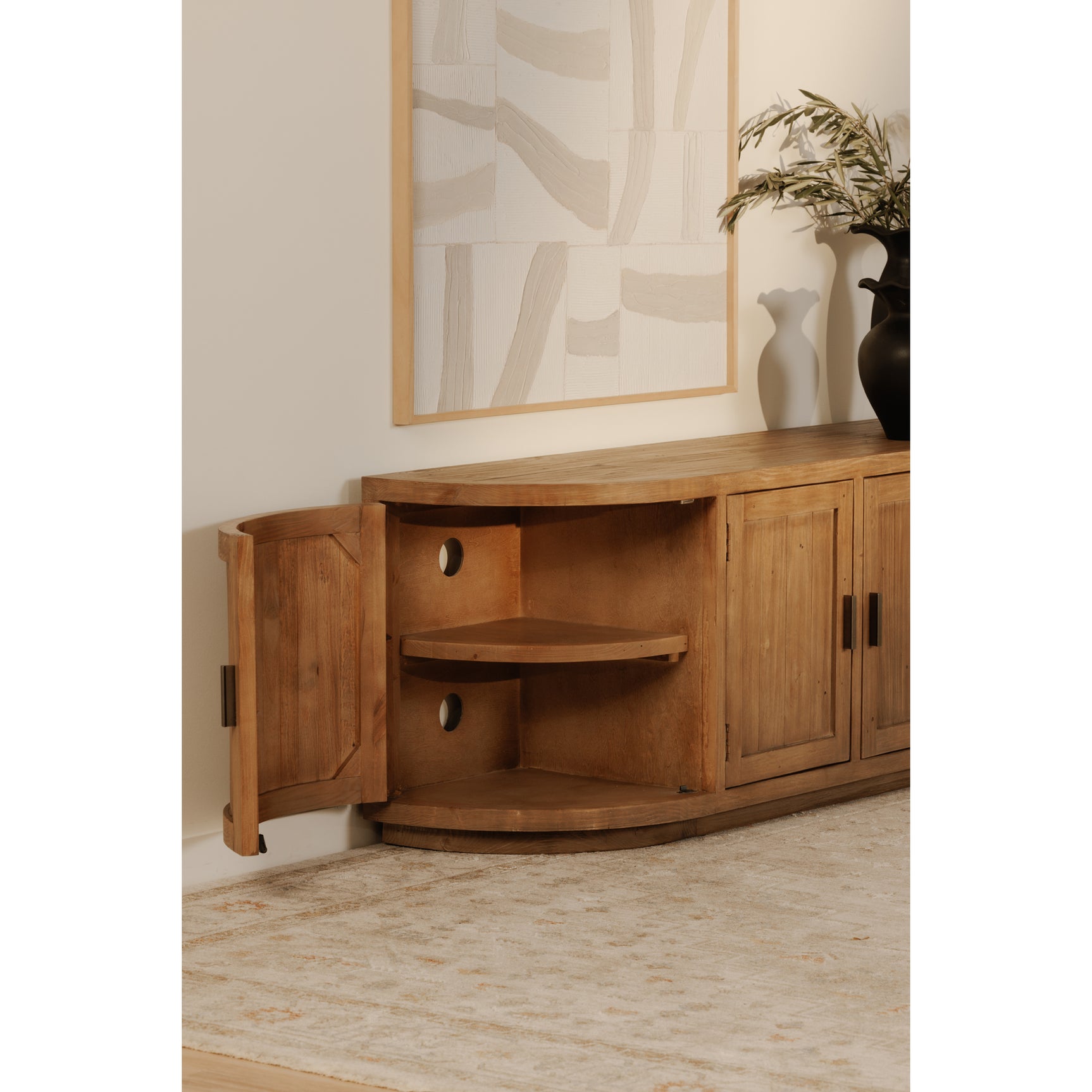 Nicola Natural Media Cabinet - Ornate Home