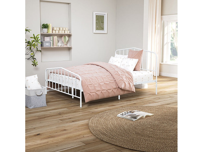 Nicoli White Full Metal Bed - Ornate Home