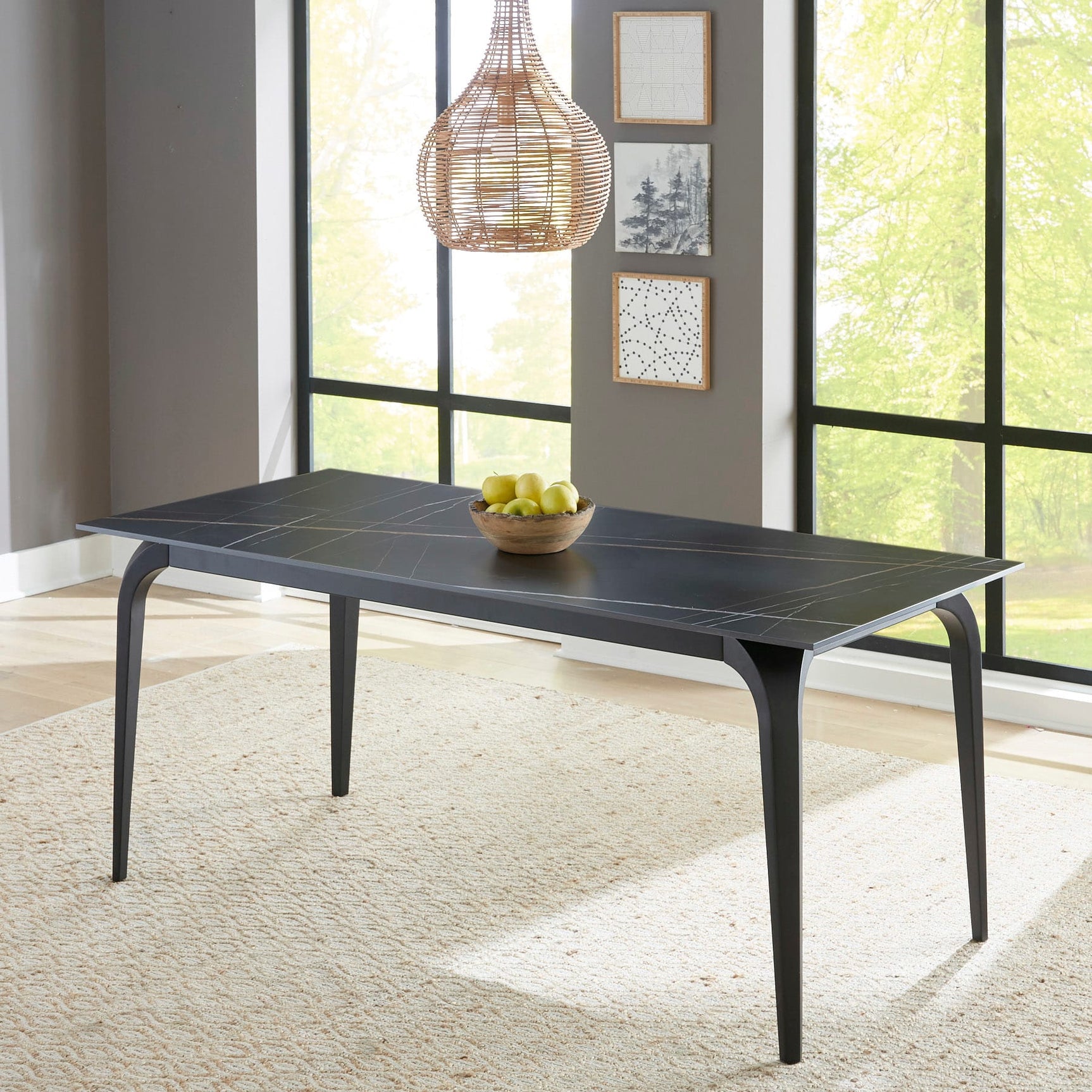 Nicoya Black Stone Top Rectangular Dining Table - Ornate Home