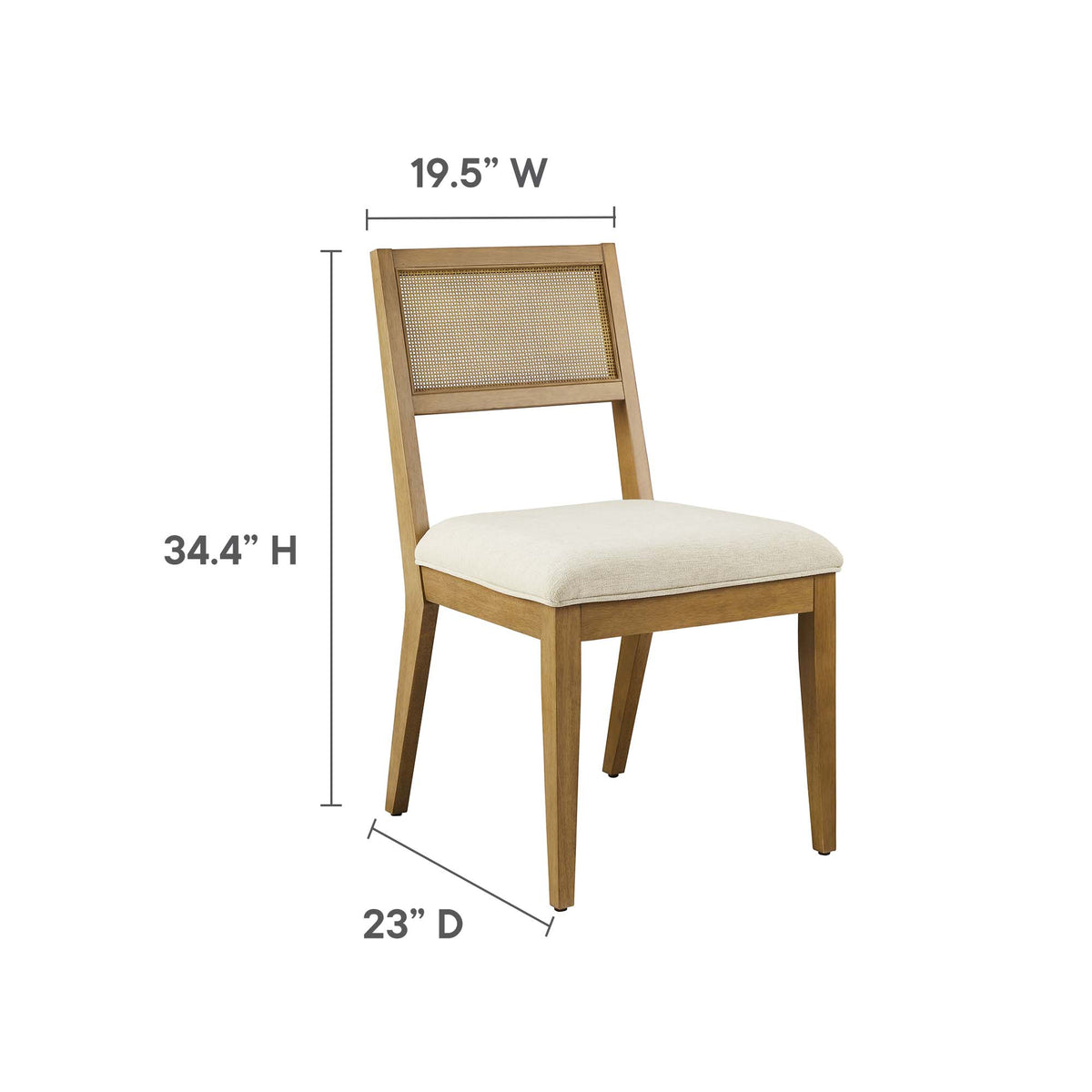 Nimba Heathered Weave Ivory Faux Rattan Fabric Dining Chairs (Set of 2) - Ornate Home