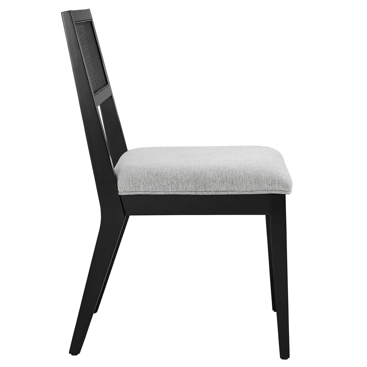 Nimba Heathered Weave Light Gray Faux Rattan Fabric Dining Chairs (Set of 2) - Ornate Home
