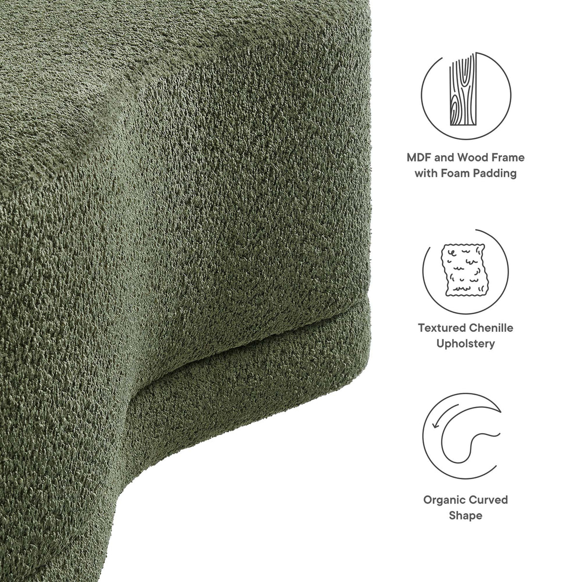 Nimbus Sage 48" Upholstered Ottoman Bench - Ornate Home