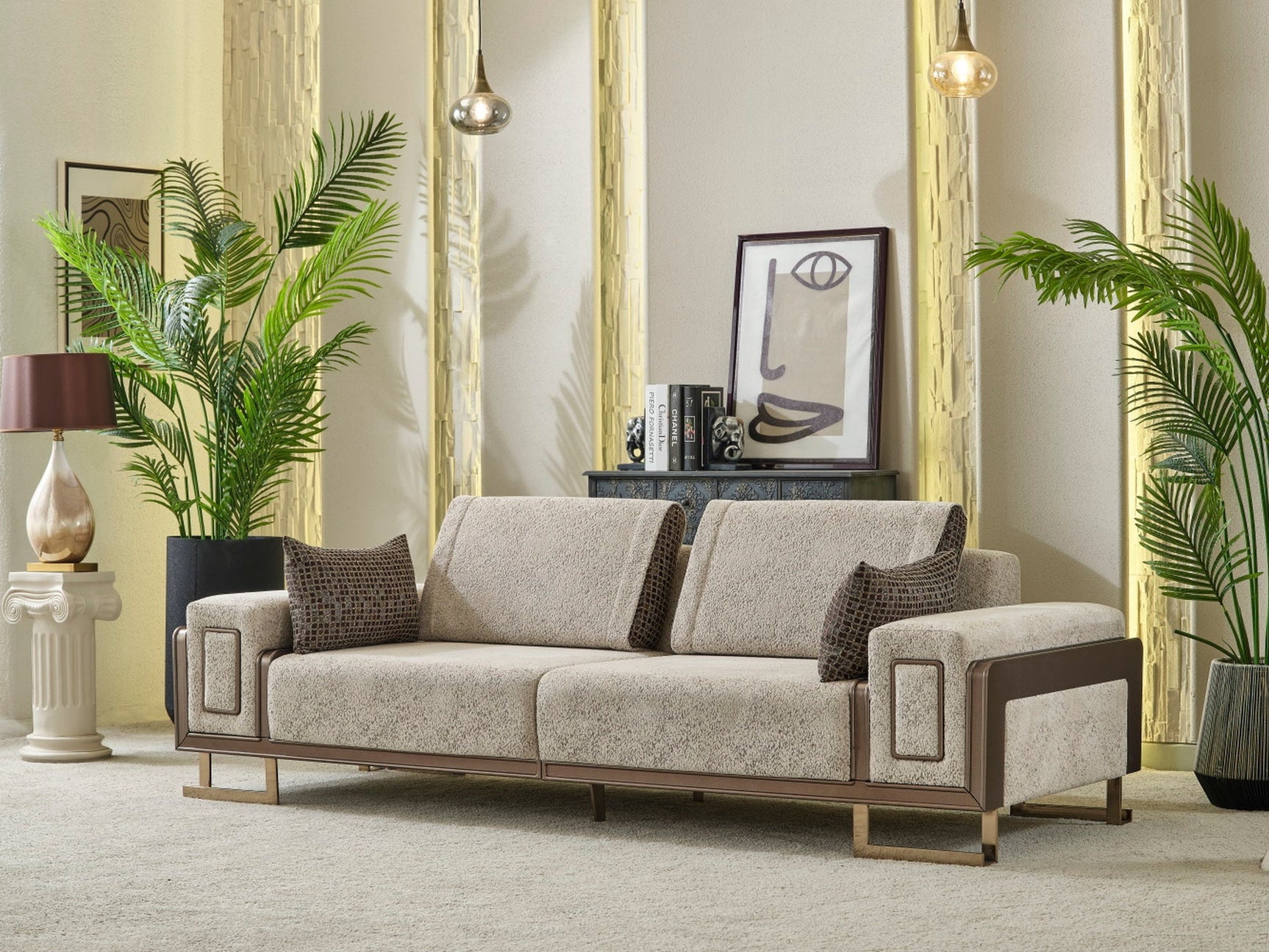 Nirvana Beige Stationary 4 Seat Sofa