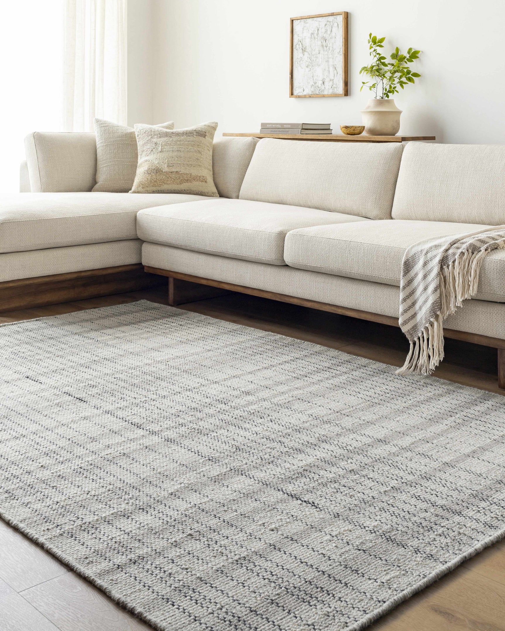 Nissa Blue Gray Checkered Area Rug - Clearance - Ornate Home