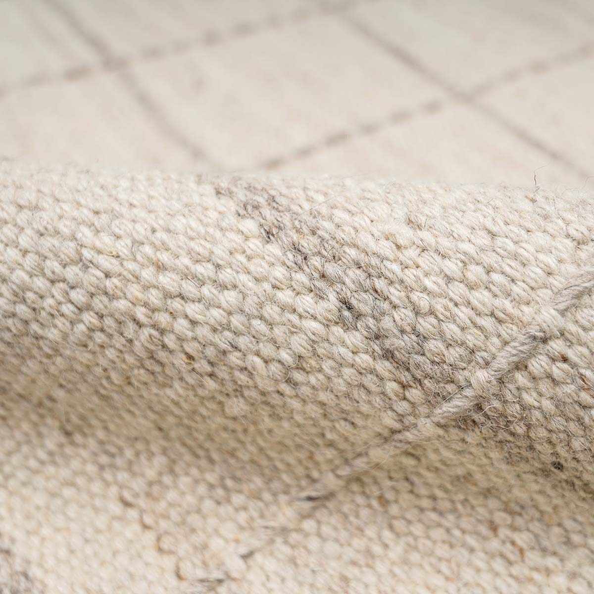 Nissa Cream Checkered Wool Rug - Ornate Home