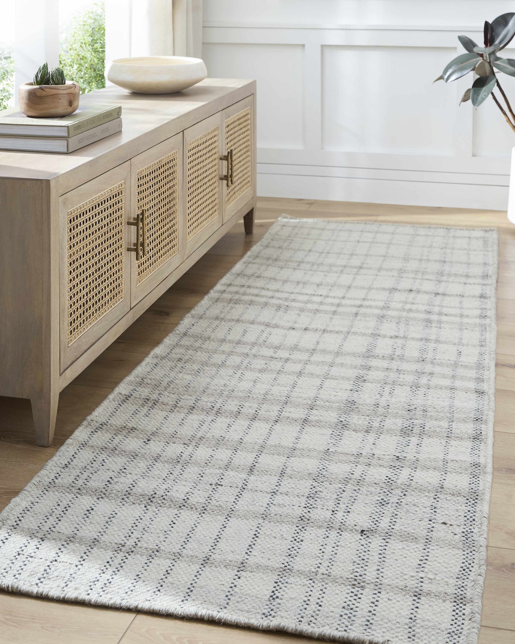 Nissa Gray Blue Checkered Wool Rug - Clearance - Ornate Home