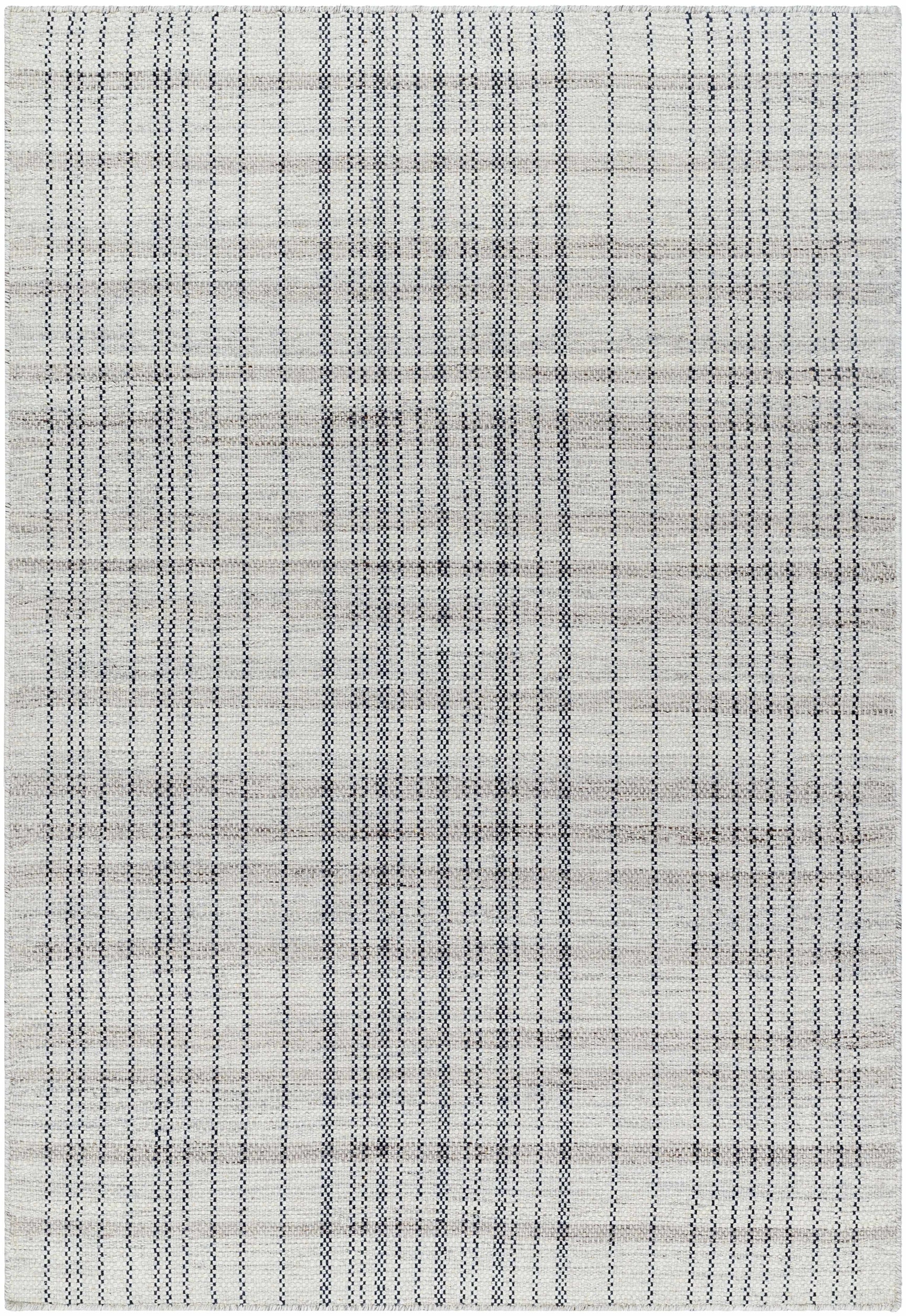 Nissa Gray Blue Checkered Wool Rug - Ornate Home