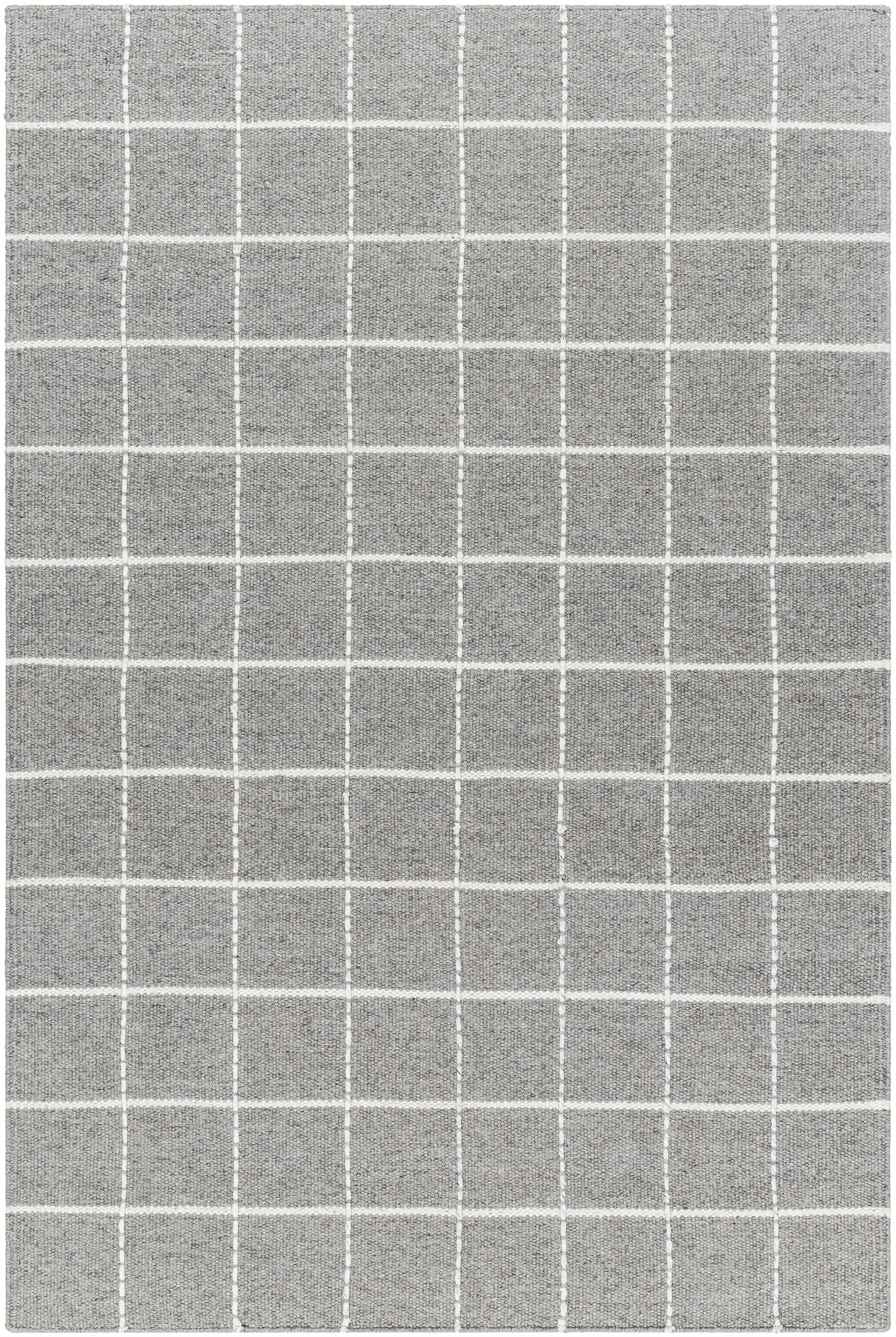 Nissa Gray Checkered Wool Rug - Ornate Home