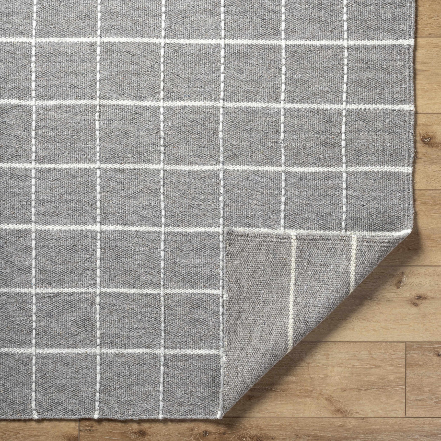 Nissa Gray Checkered Wool Rug - Ornate Home