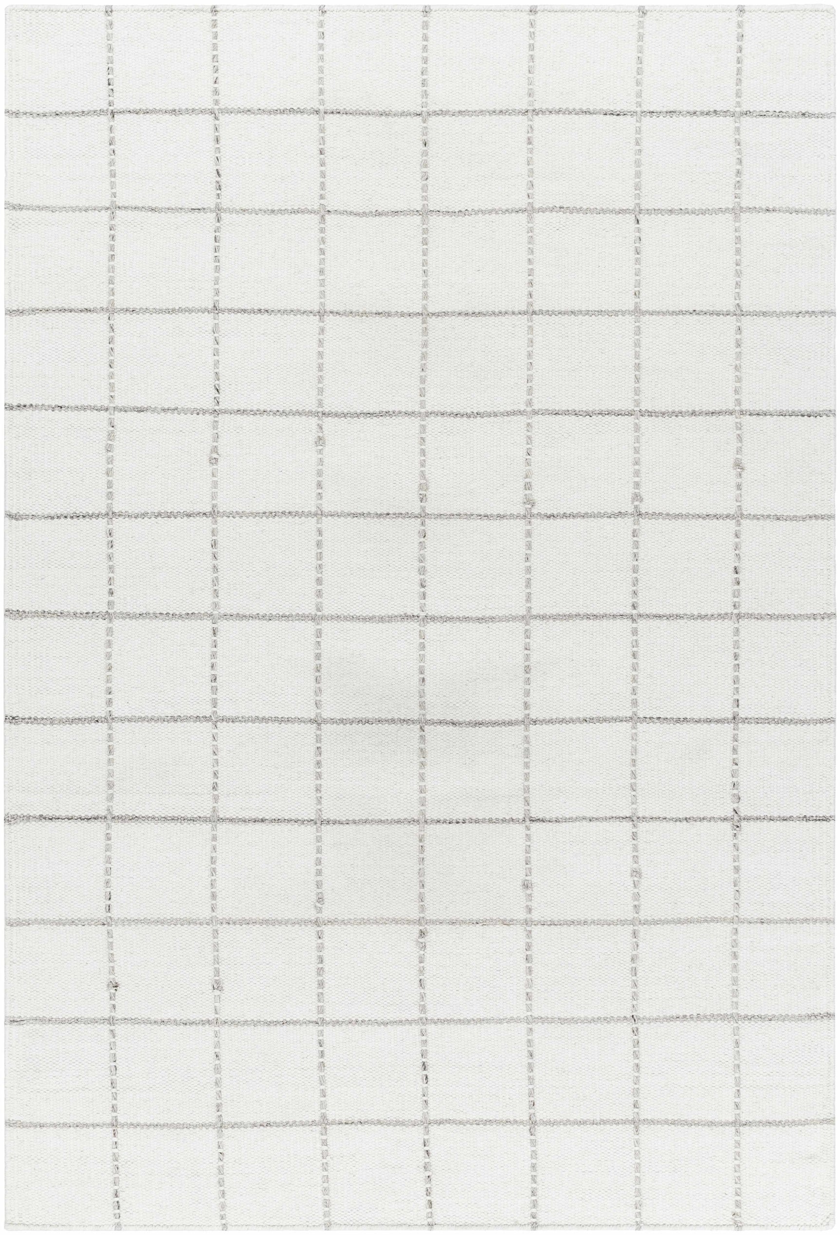 Nissa White Gray Checkered Wool Rug - Ornate Home