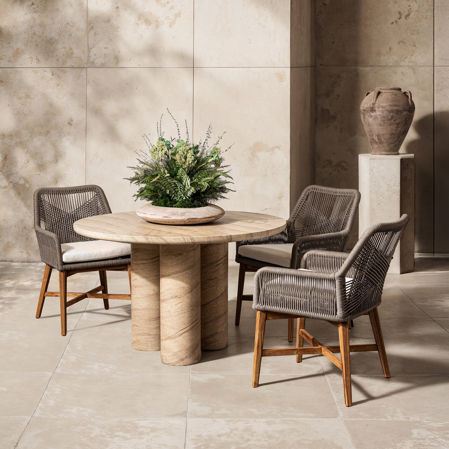 Niva Warm Sandstone Outdoor Dining Table - Ornate Home